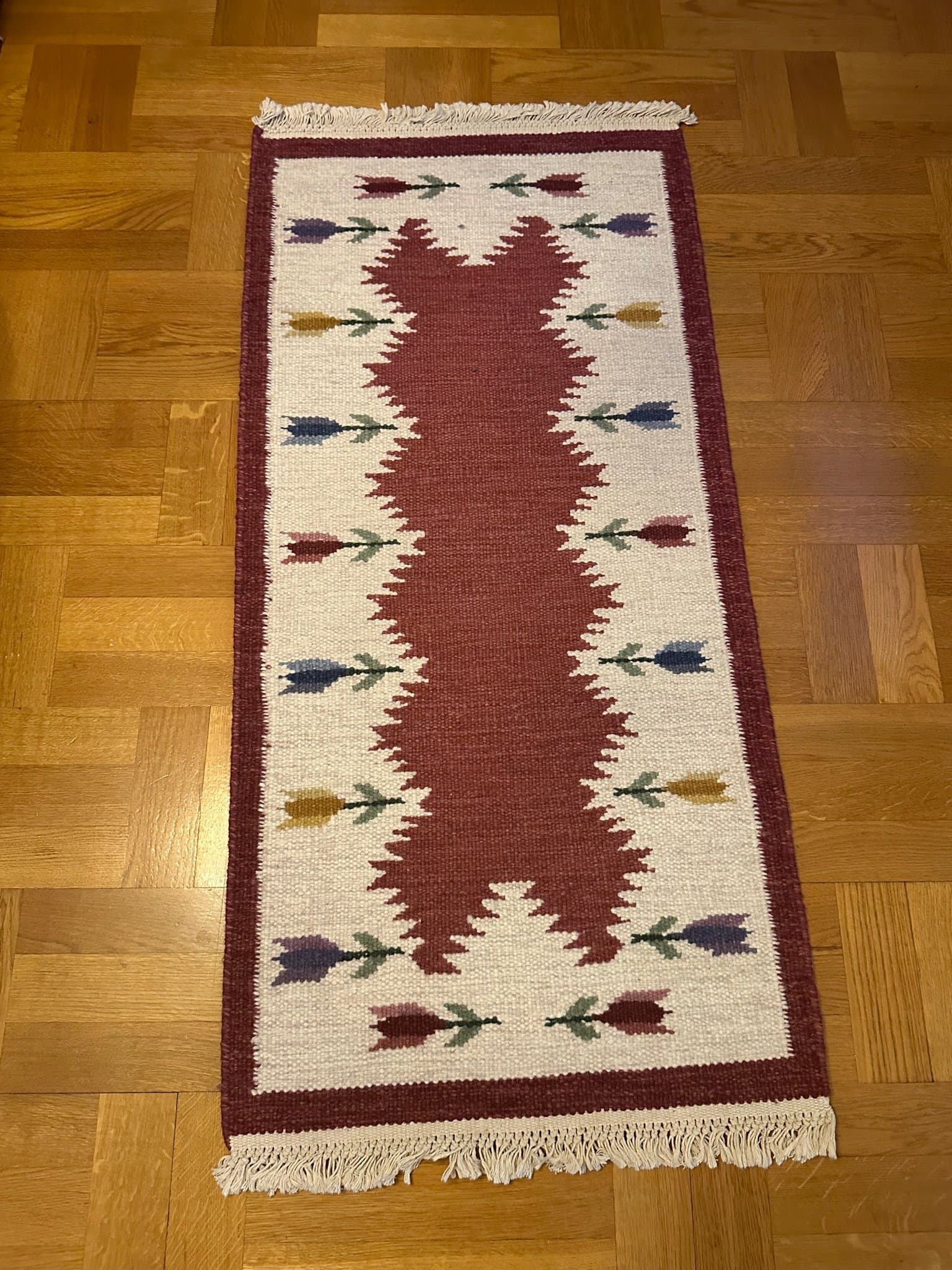 OANVÄND Äkta handvävd gångmatta ullmatta kelim, rug, rölakan ull matta-vändbar