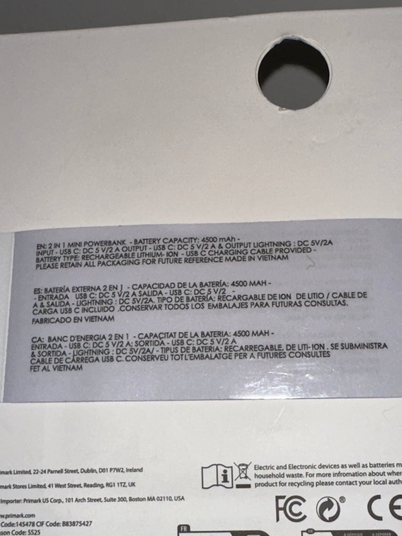 Mini Powerbank USB-C & lightning 4500 mAh