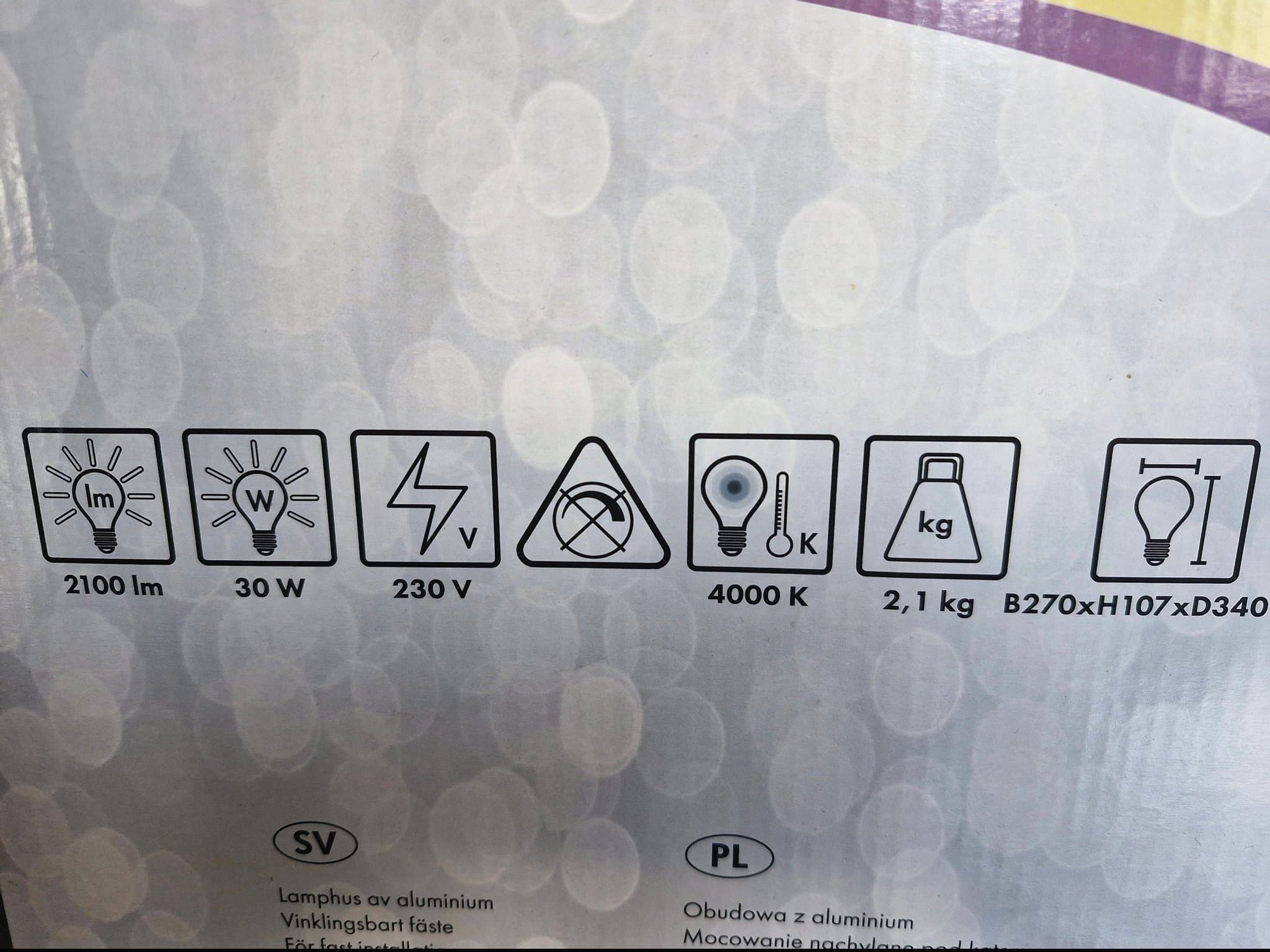 LED-strålkastare 30W, 2100lm, 4000K, IP65
