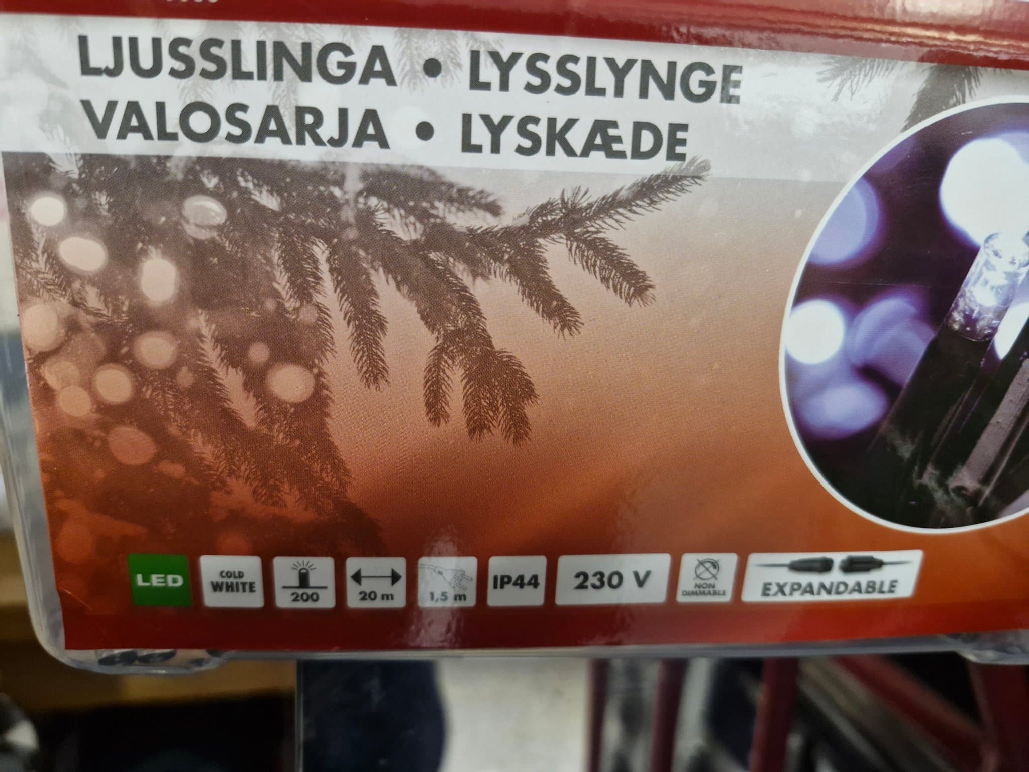 Ljusslinga LED 200+200 lampor 20+20meter