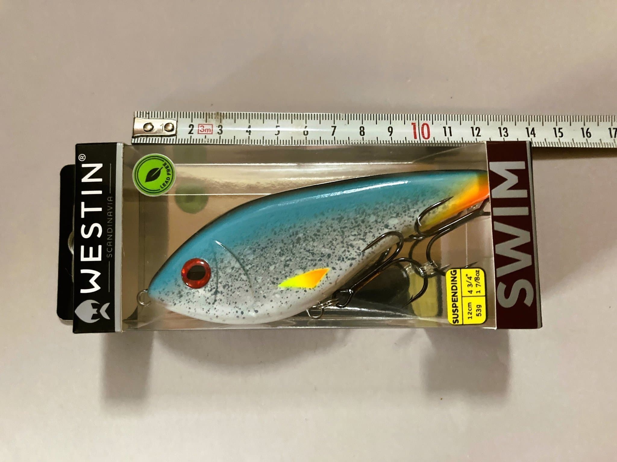 WESTIN SWIM 12cm 53g Suspending White Fish Custom Ovanlig Färg Ny i Ask