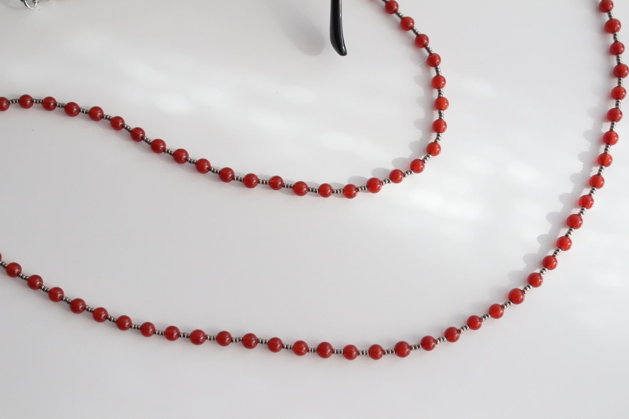 Naturlig Röd Agat Edelsten Glasögonkedja med MIYUKI Perlor