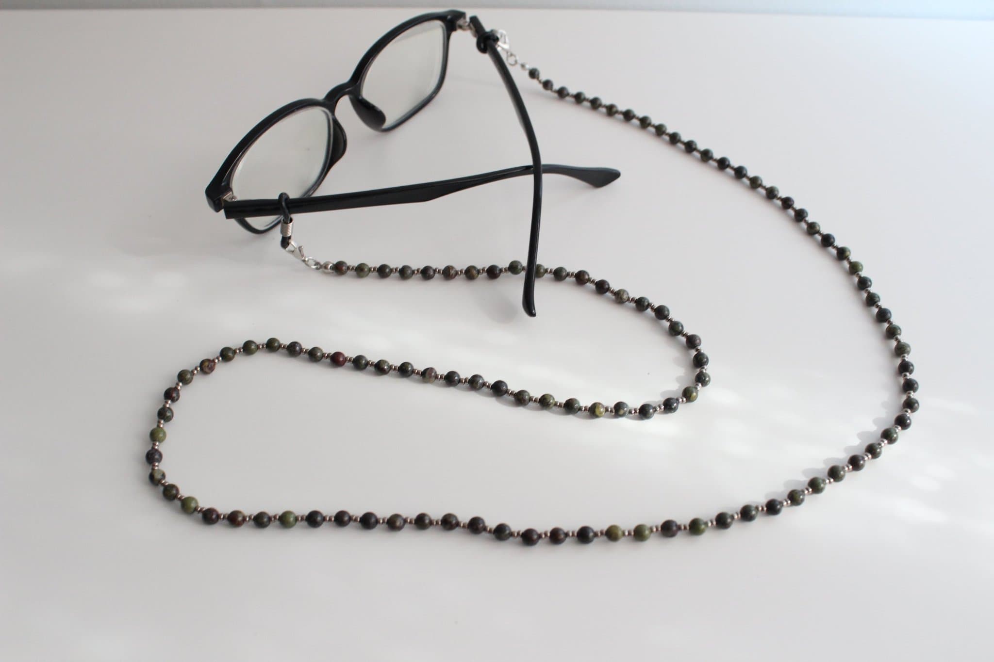 Naturlig Förstenat Trä Ädelstens-Glasögonkedja med MIYUKI-pärlor