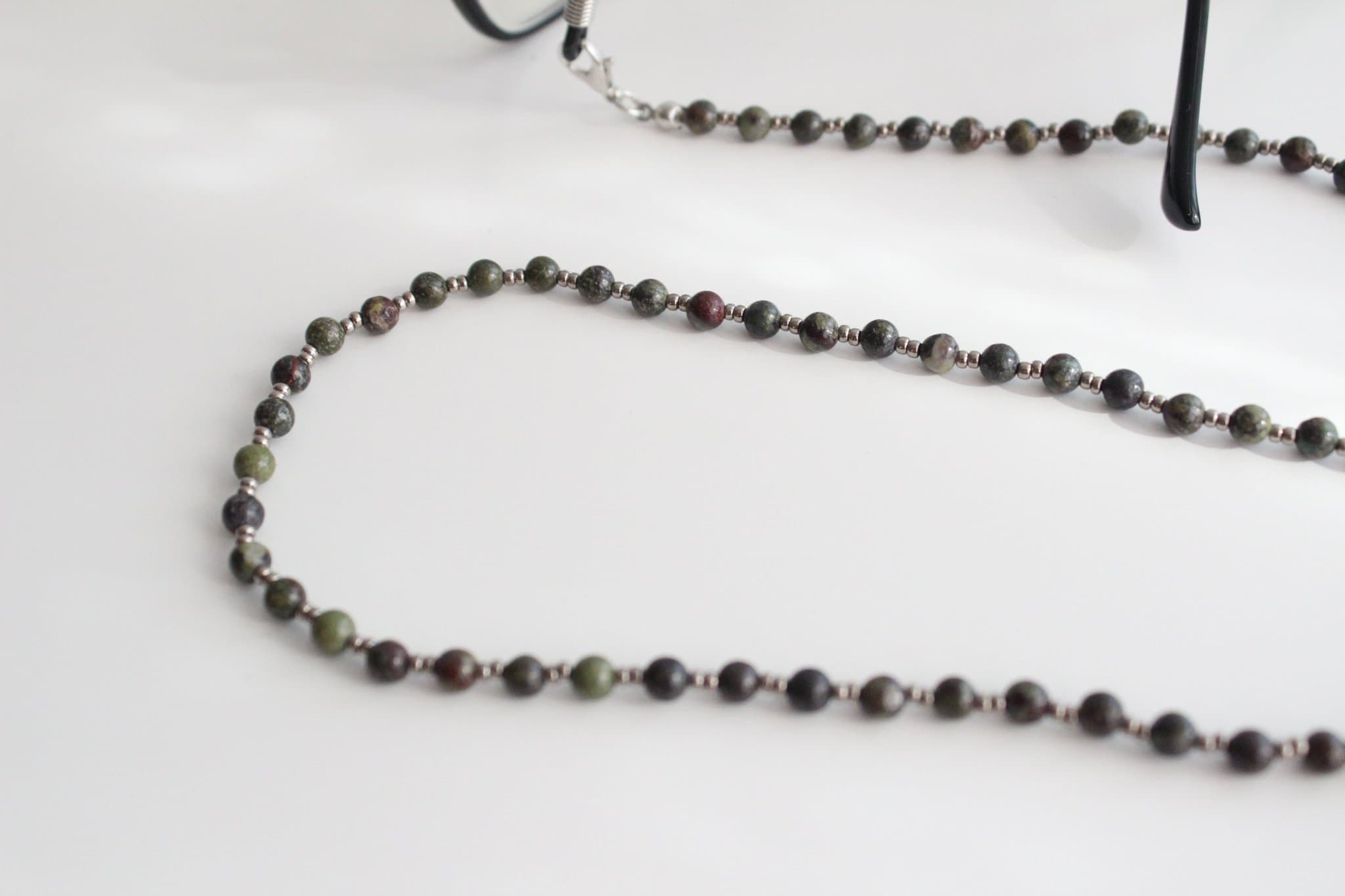 Naturlig Förstenat Trä Ädelstens-Glasögonkedja med MIYUKI-pärlor