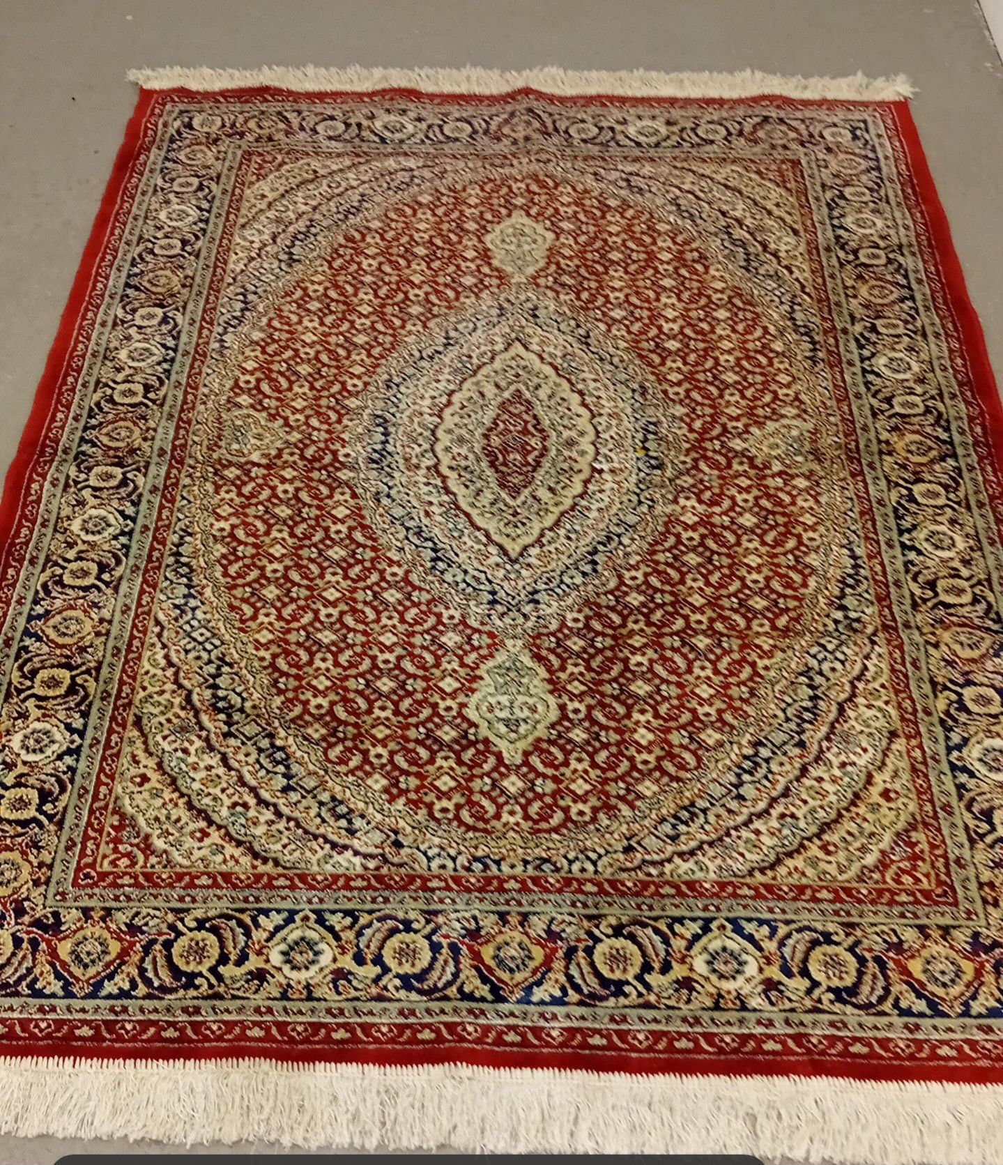 Röd mönstrad orientaliskTillverkad av ull och siden matta 124×166