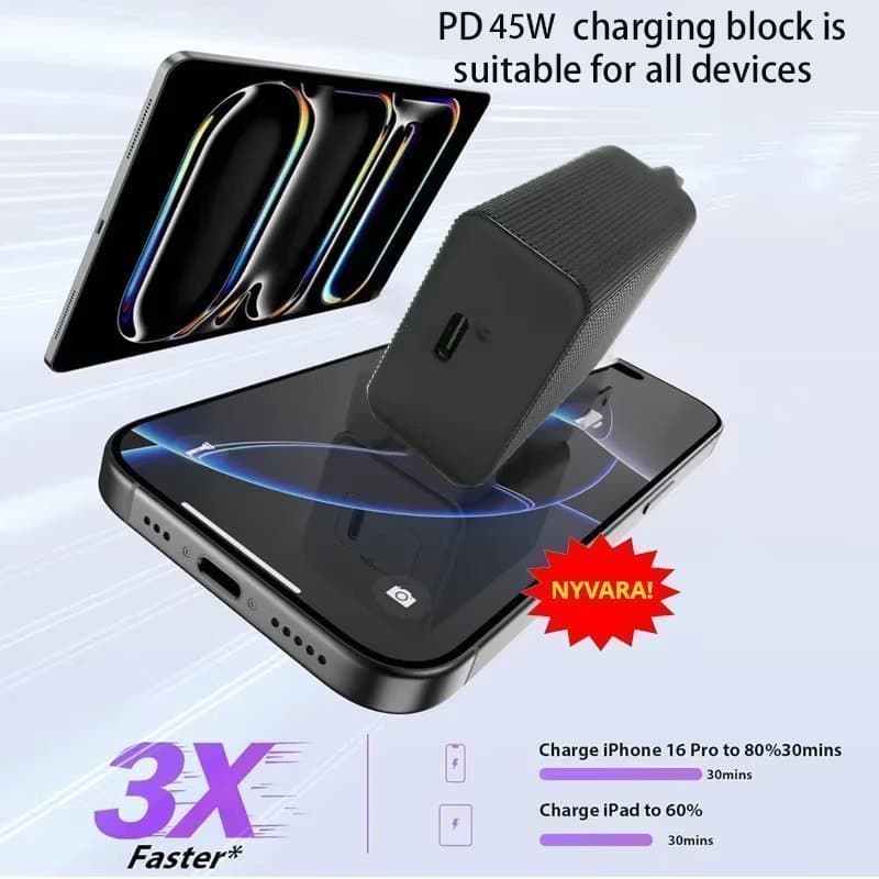 PD 45W Super Fast Charge USB Type C Charger Macbook Xiaomi iPhone Samsung QC 4.0