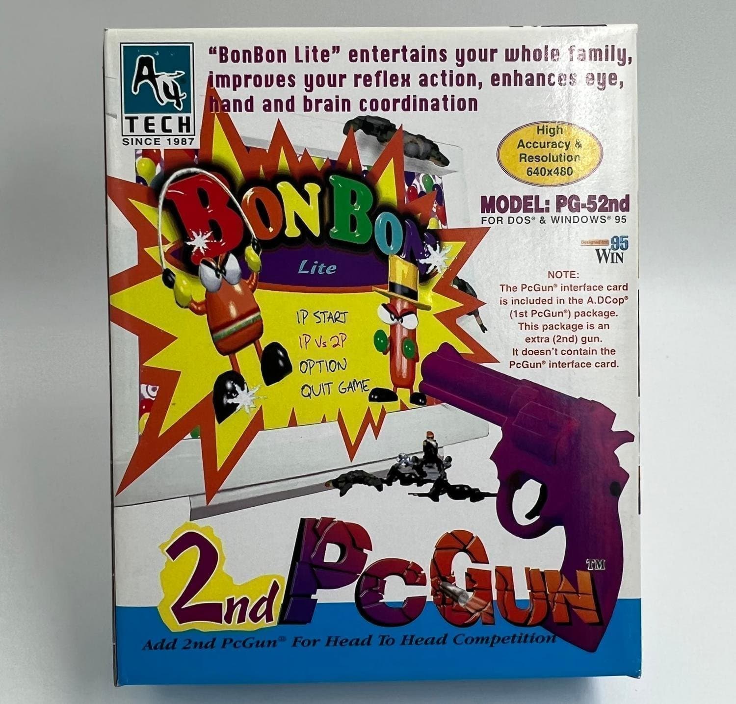 PC Gun Realistic Shooting Fun Big Box PC Light Gun A4 TECH Since 1987 RARE