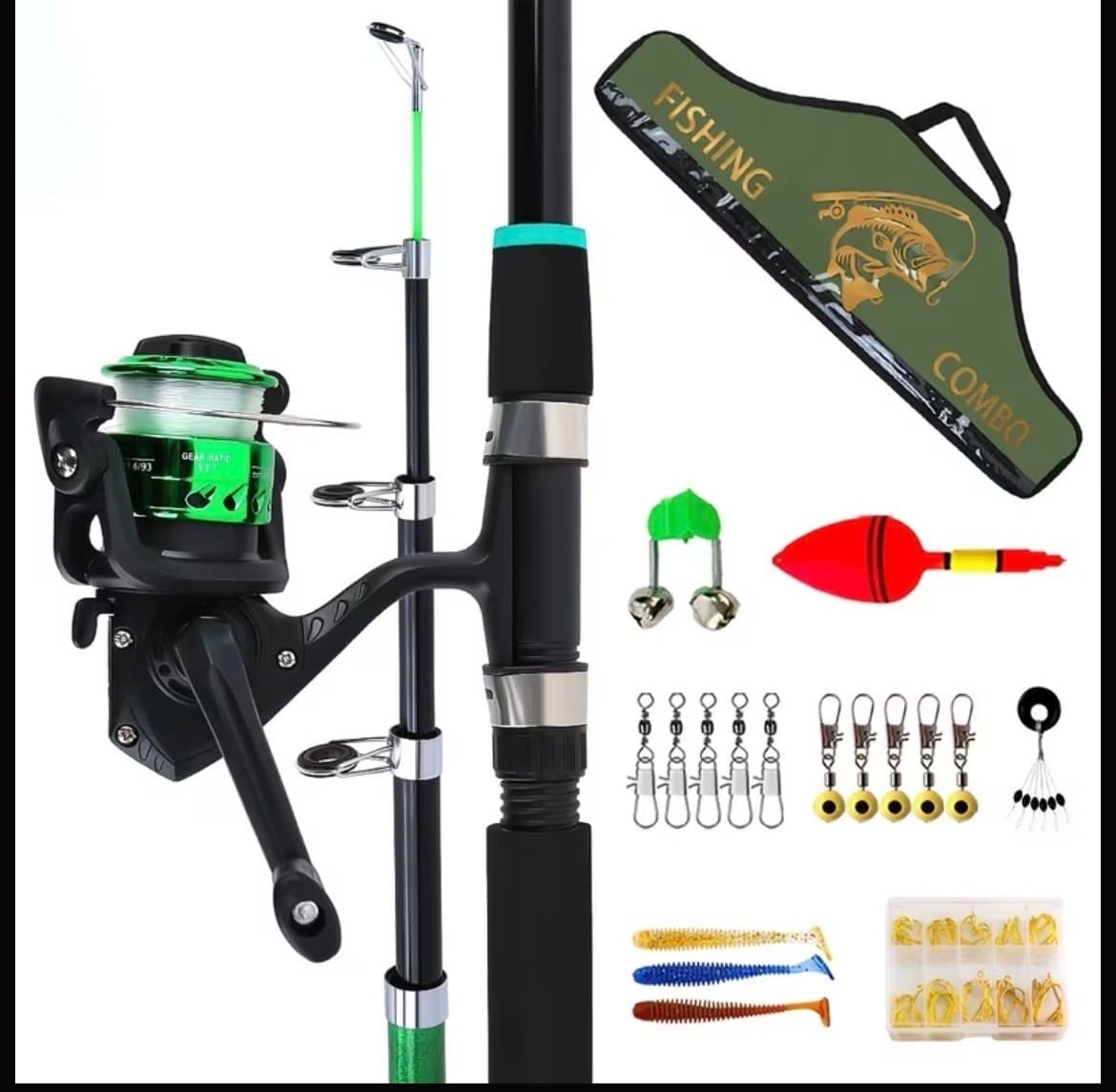 Fiskespö Set 1,8 m – Rulle, Beten & Tillbehör + Väska