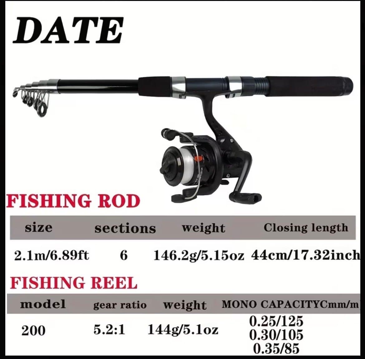 Fiskeset 2,1 m – 2 Teleskopiska Spön, 2 Rullar & Tillbehör + Väska