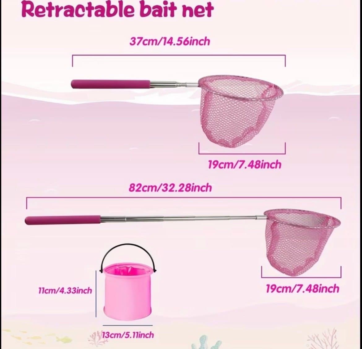 Teleskopiskt Fiskespö Set 2,1 m – Rulle, Nät, Beten & Tillbehör