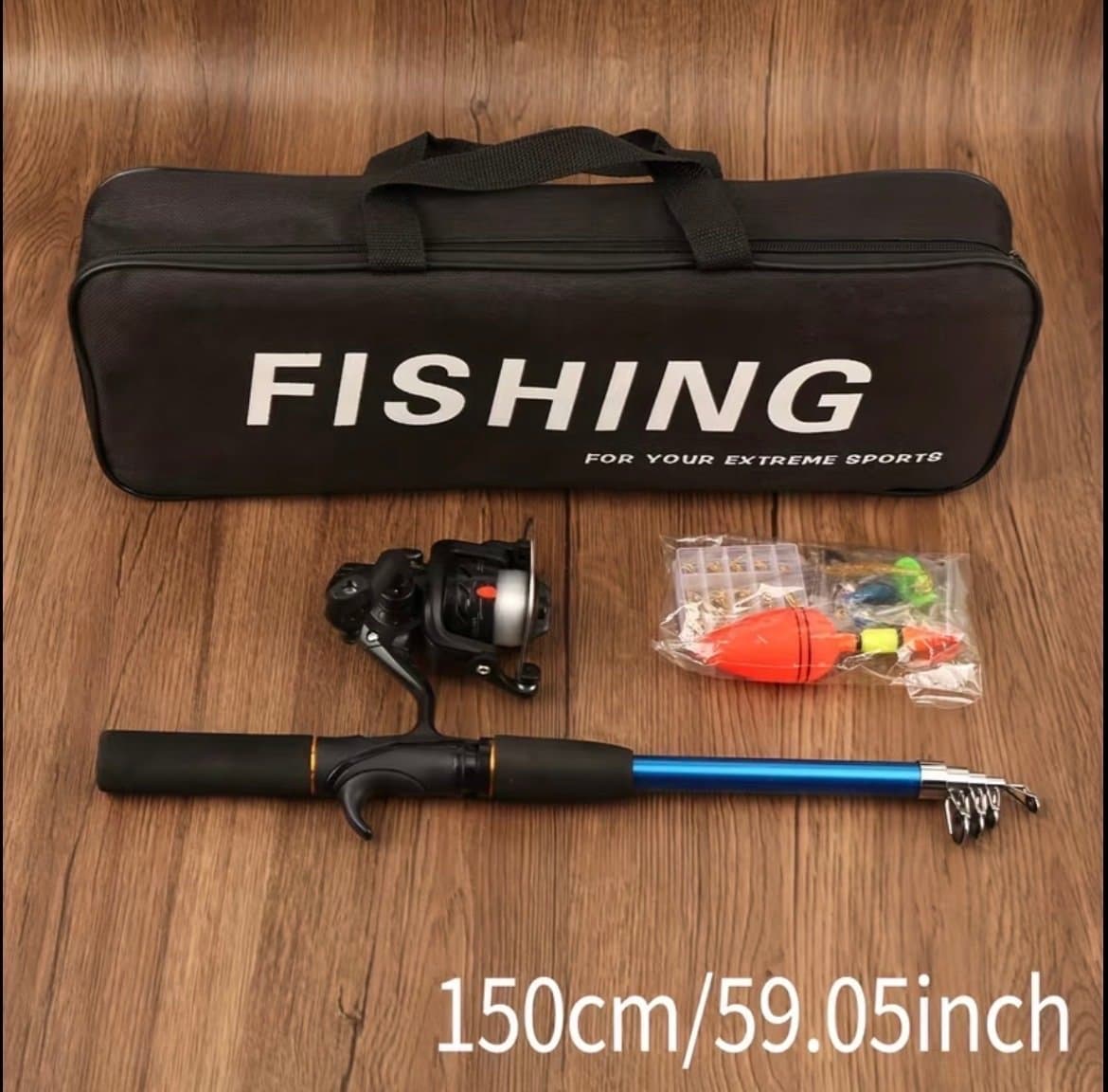 Fiskespö Set 150 cm – Rulle, Beten & Väska