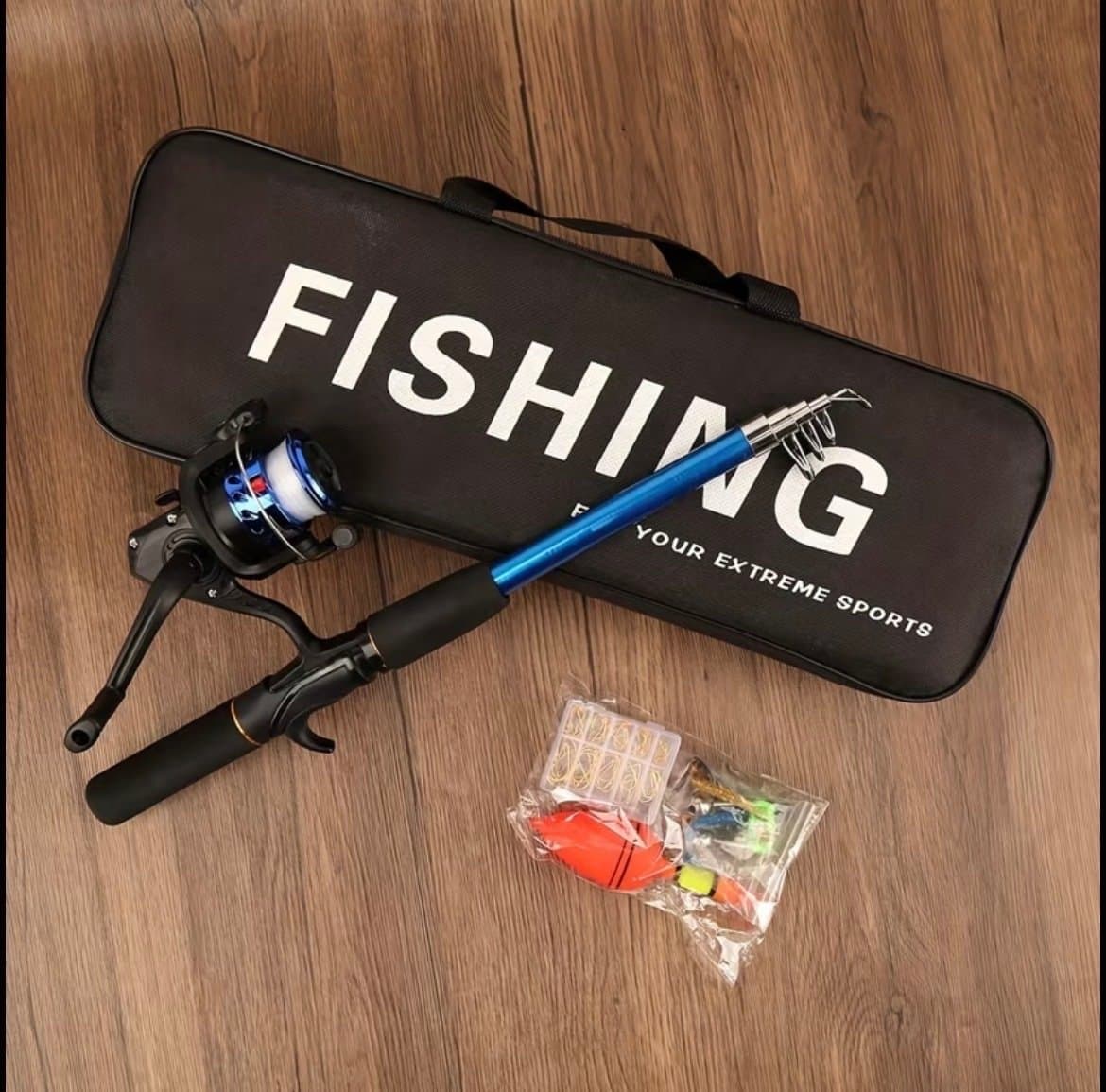 Fiskespö Set 150 cm – Rulle, Beten & Väska