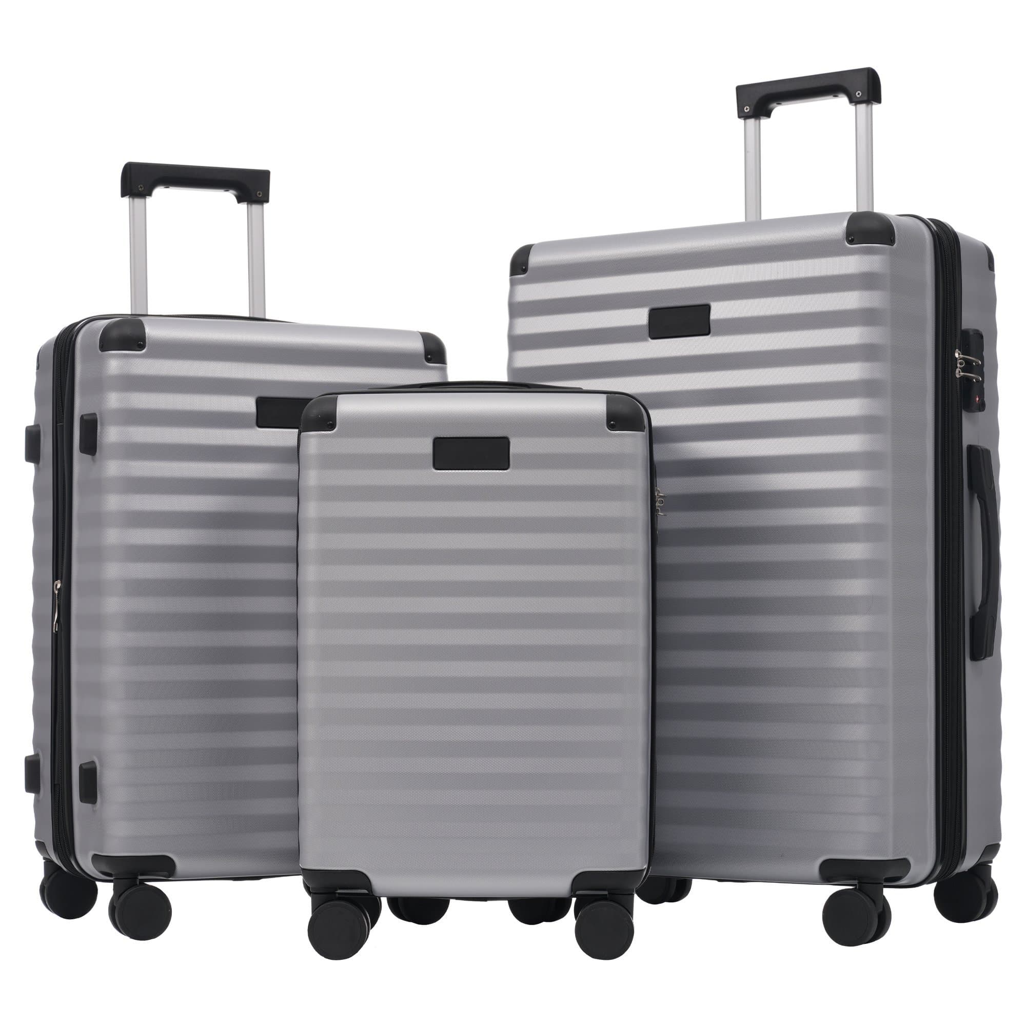 3-piece suitcase with TSA lock, 360° rotating double wheels travel bag