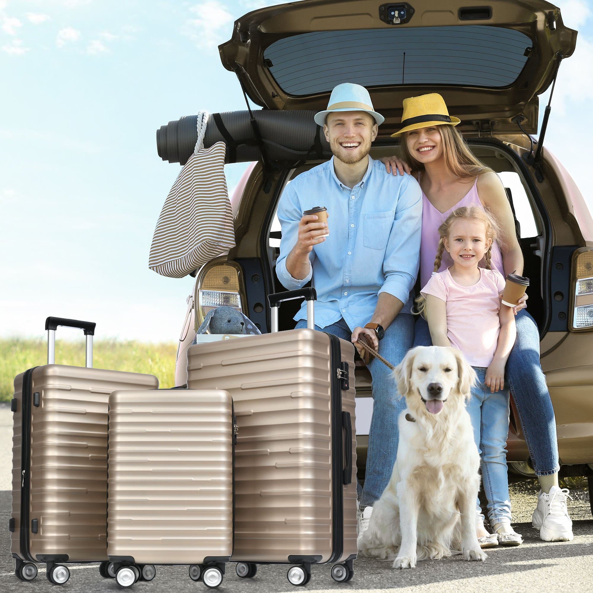 Suitcase in three sizes for different travel needs, ABS material, TSA lock