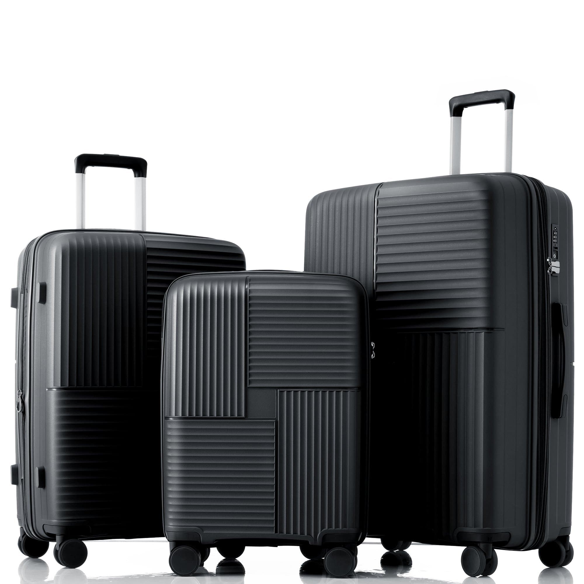 Suitcases M-L-XL set, black, new suitcase, lightweight and durable