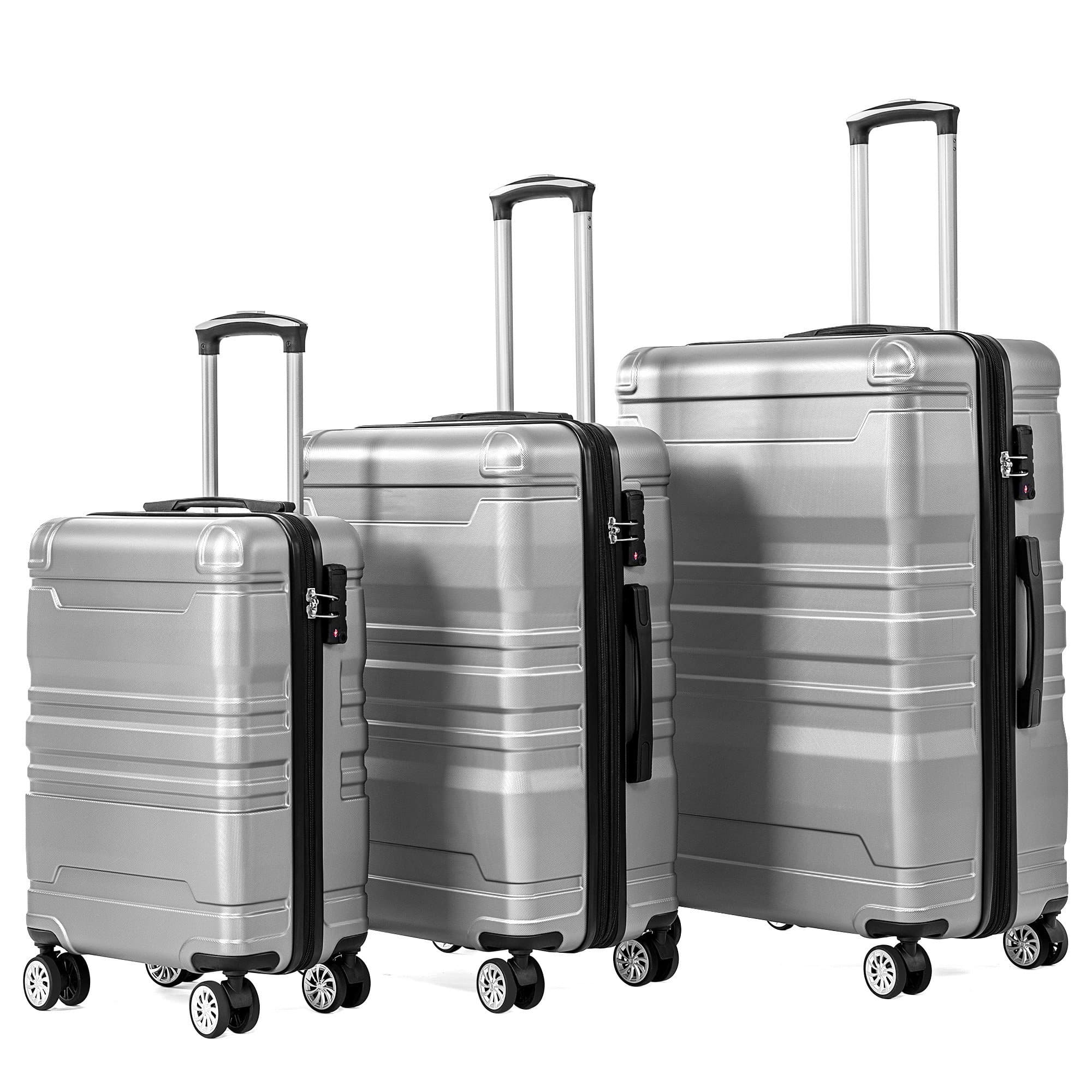 3-piece suitcase with TSA lock and universal wheels, expandable, side handle