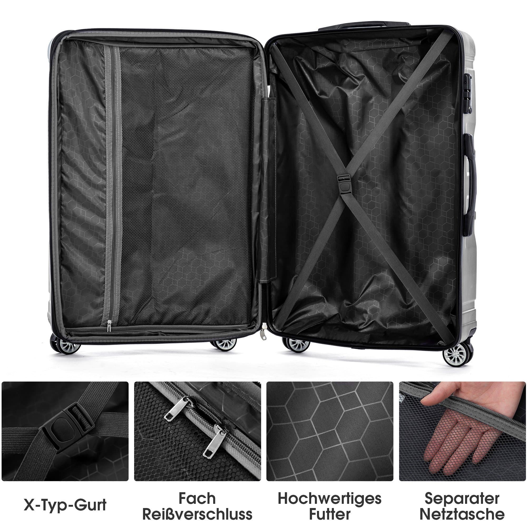 3-piece suitcase with TSA lock and universal wheels, expandable, side handle