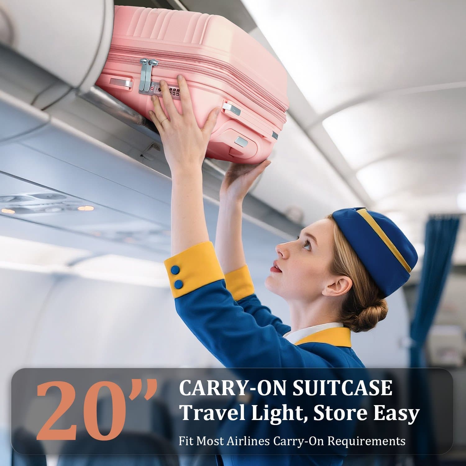 4-piece hard shell travel bag (20/24/28 inches) with 14" makeup bag