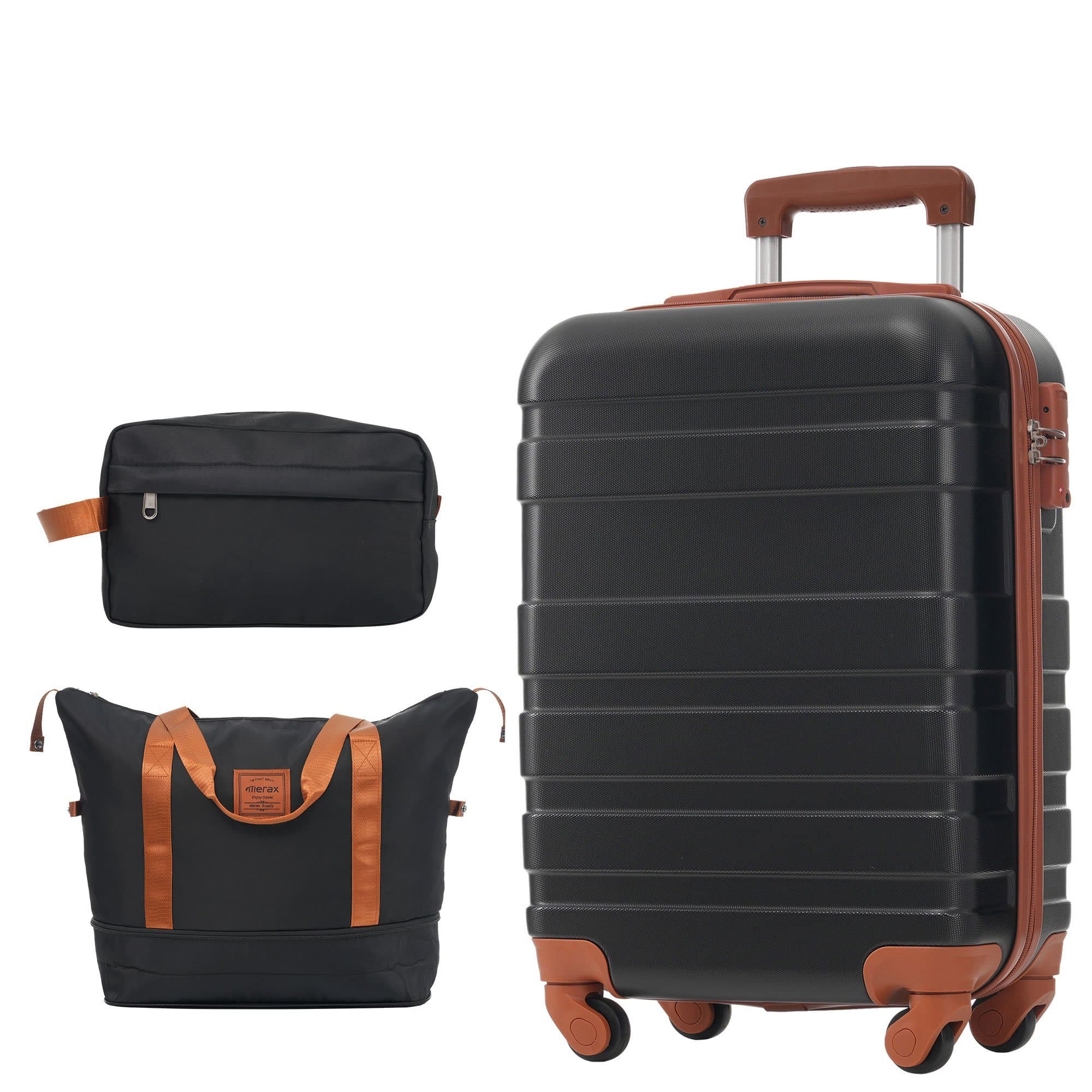 Hard suitcase with toiletry bag, rolling bag, carry-on luggage