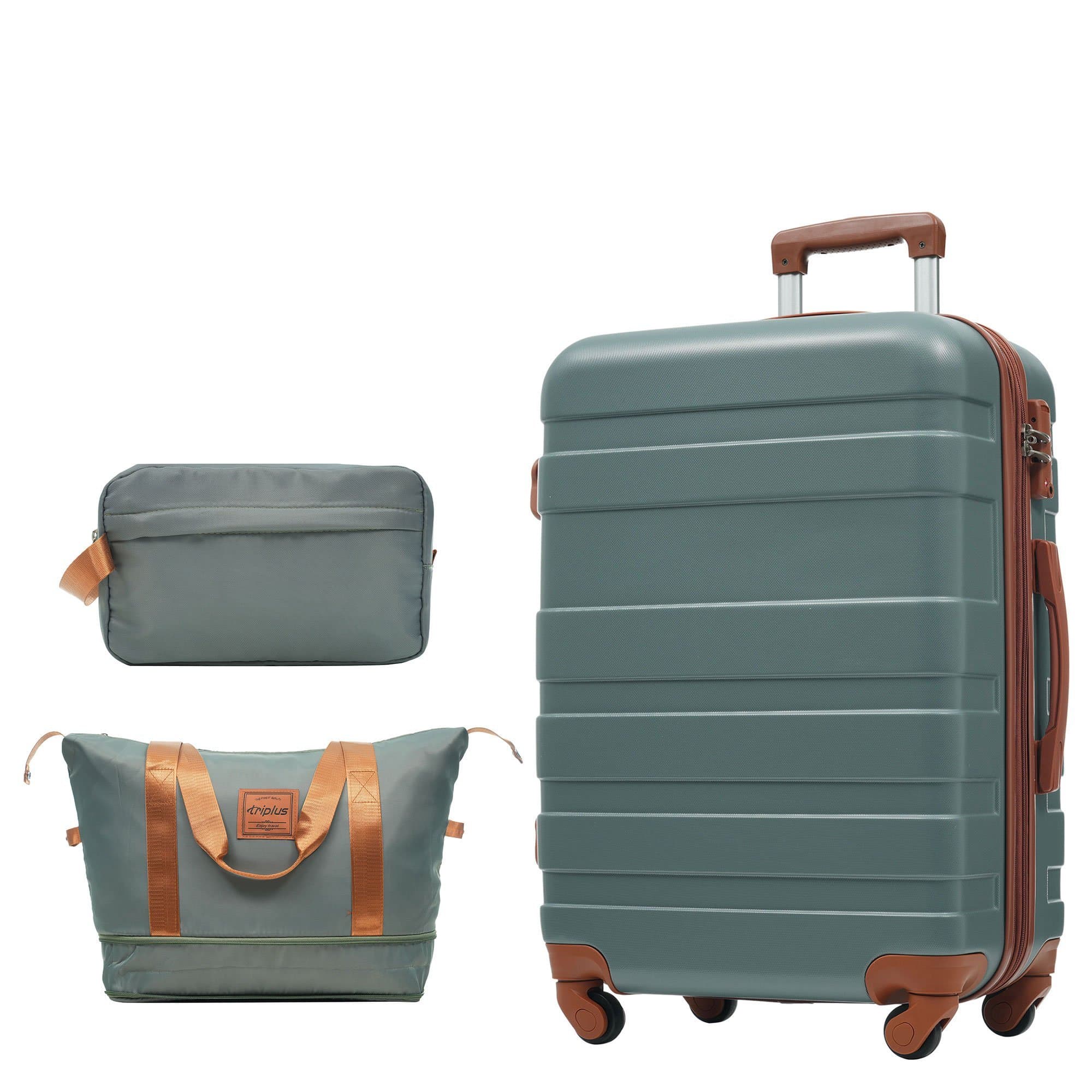 Hard suitcase with toiletry bag, suitcase, carry-on, 4 wheels ABS material