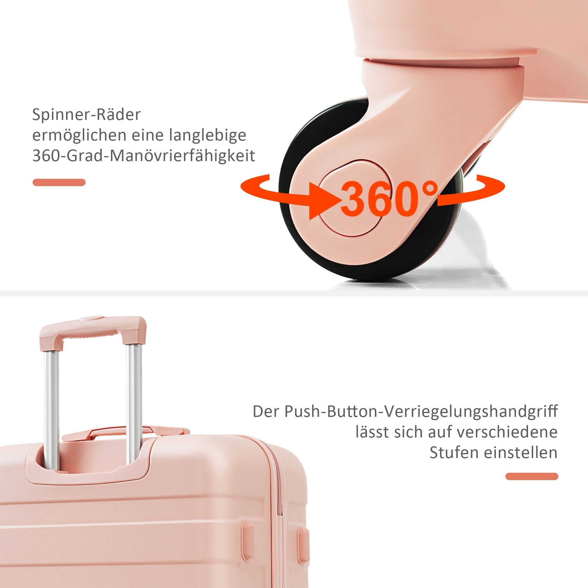 Suitcase set M-L-XL, ABS hard suitcases with spinner wheels and lock