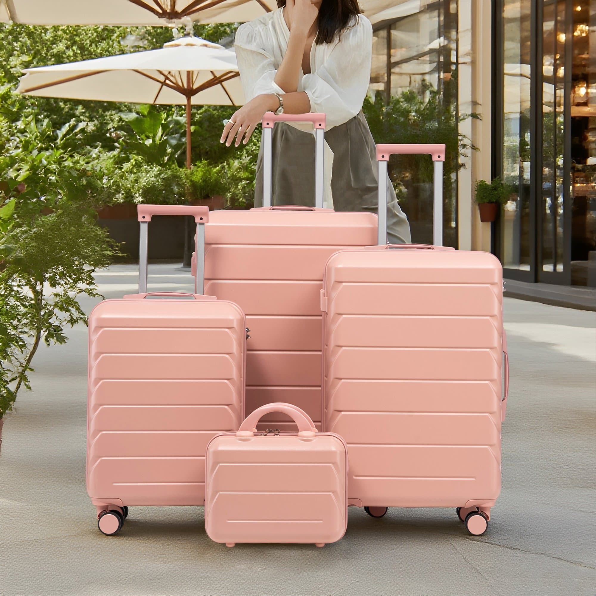 14"/19"/24"/28" 4-piece ABS spinner suitcase set