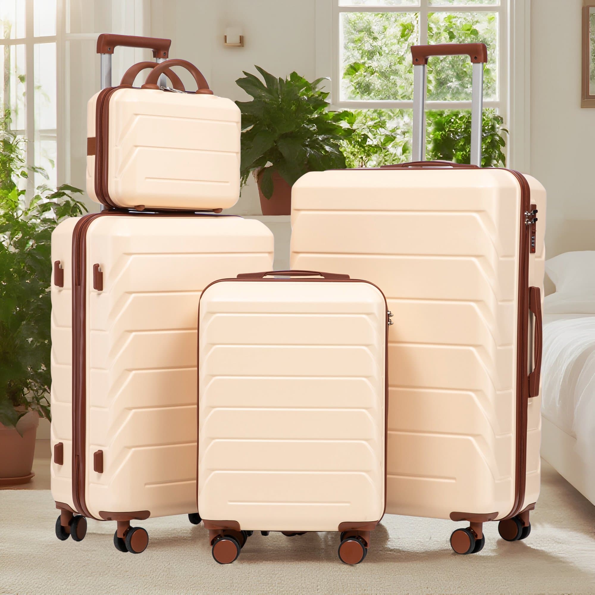 14"/19"/24"/28" 4-piece ABS spinner Travel Bag beige