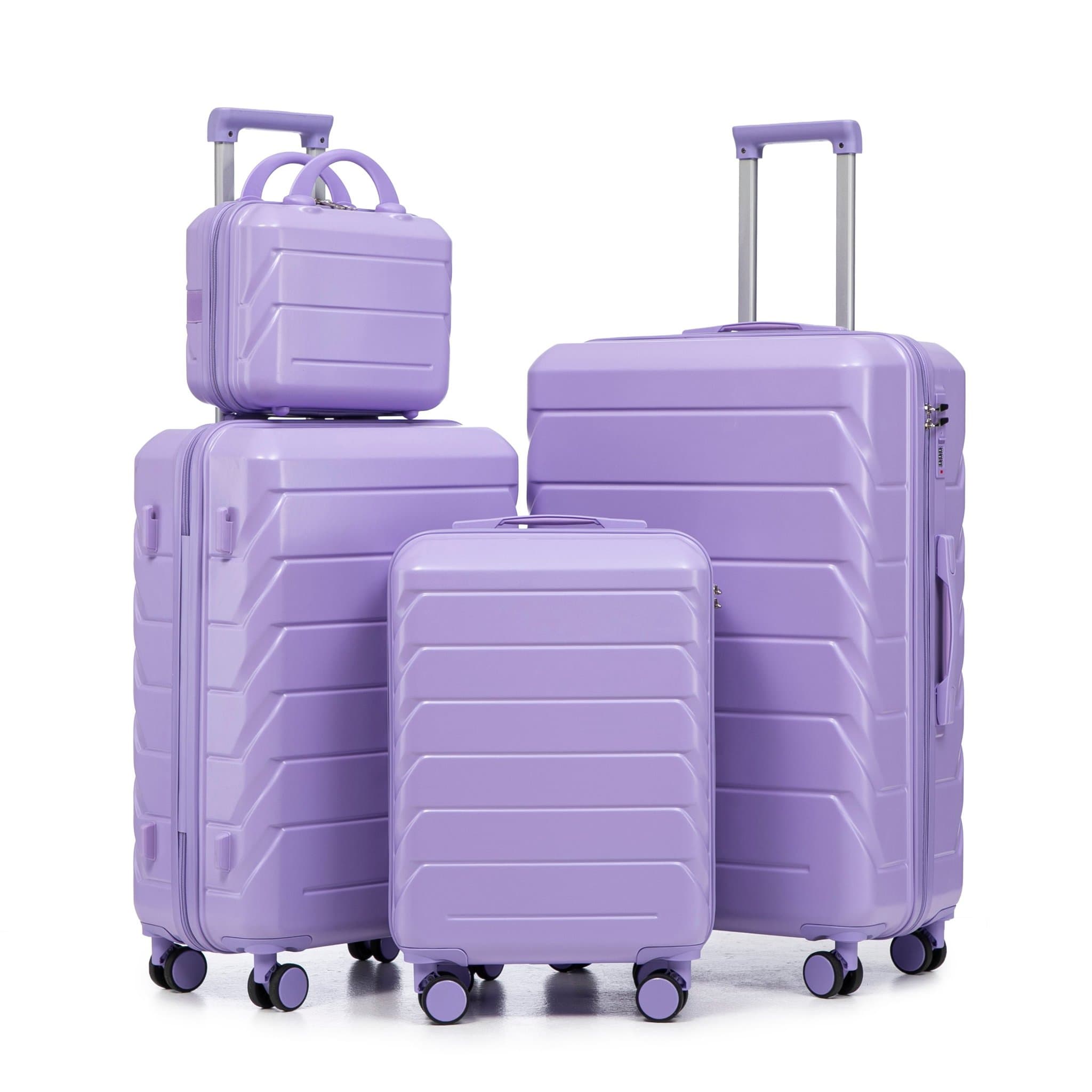 14"/19"/24"/28" 4-piece ABS Spinner Luggage Travel Bag Set Blue + Purple