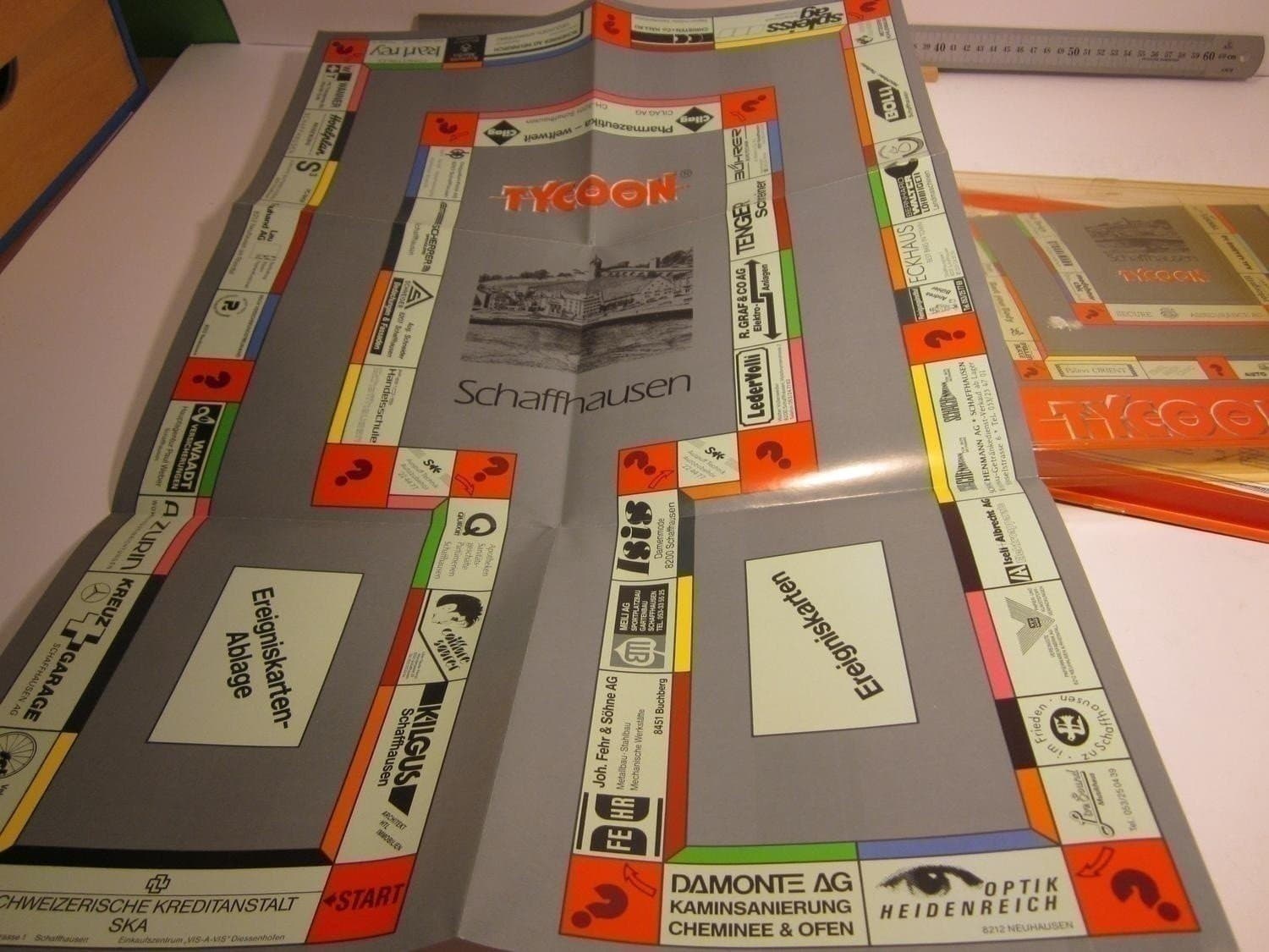 Monopol Schaffhausen Tyskland, reseversion, Tycoon 1988, Komplett Ospelat Nyskic