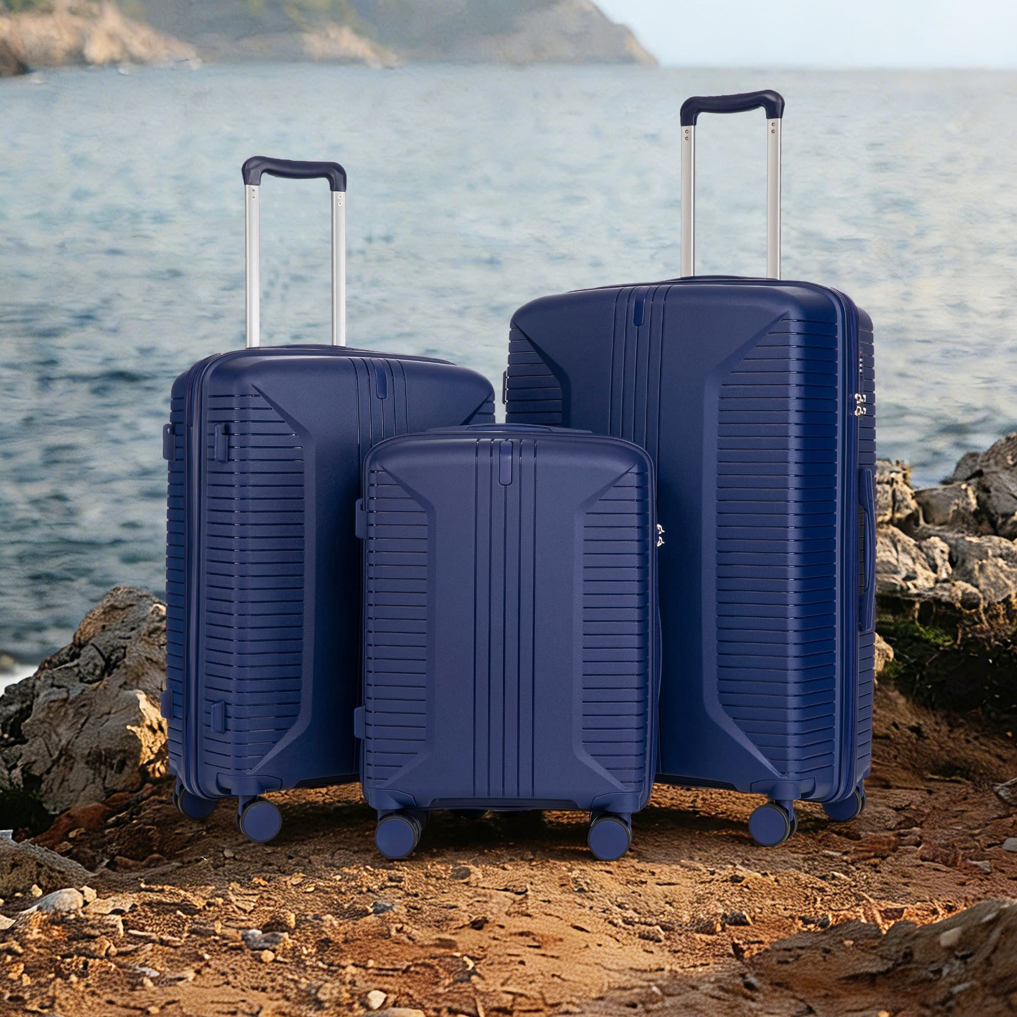 20"/24"/28" 3-piece spinner suitcase set 3 sizes with side handles