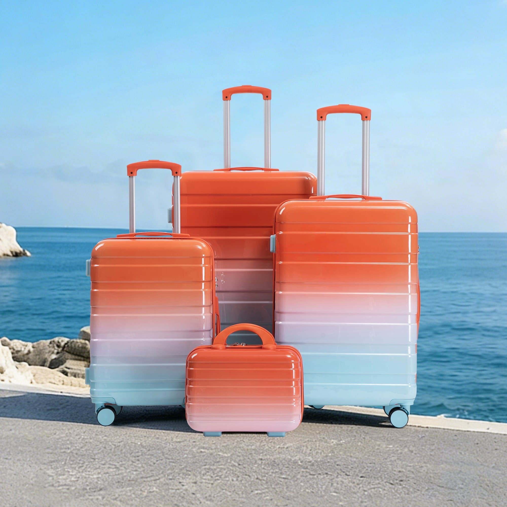 14"/20"/24"/28" 4-piece PC spinner Suitcases red