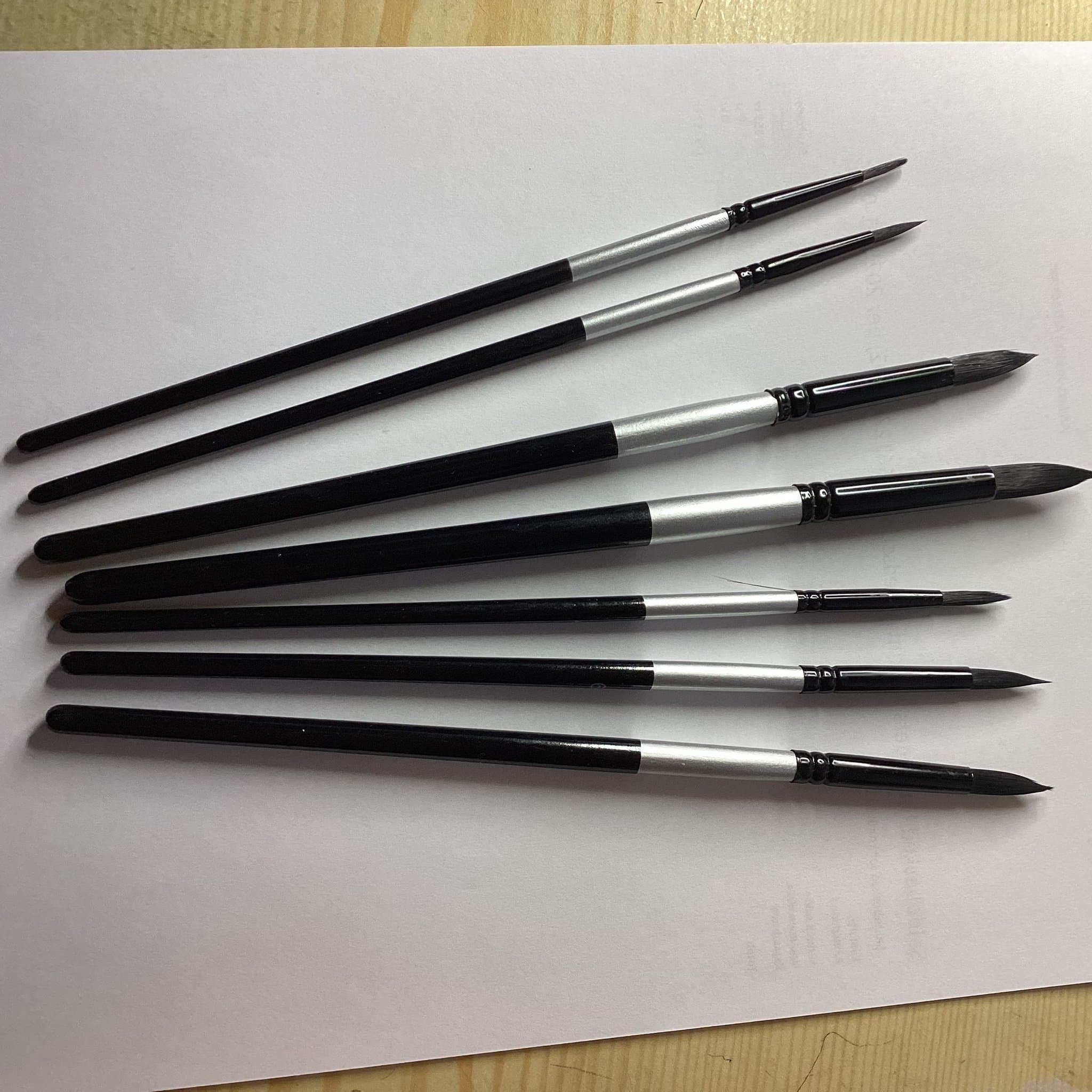 Penslar akvarell 7 st 0 2 4 6 8 10 och 12