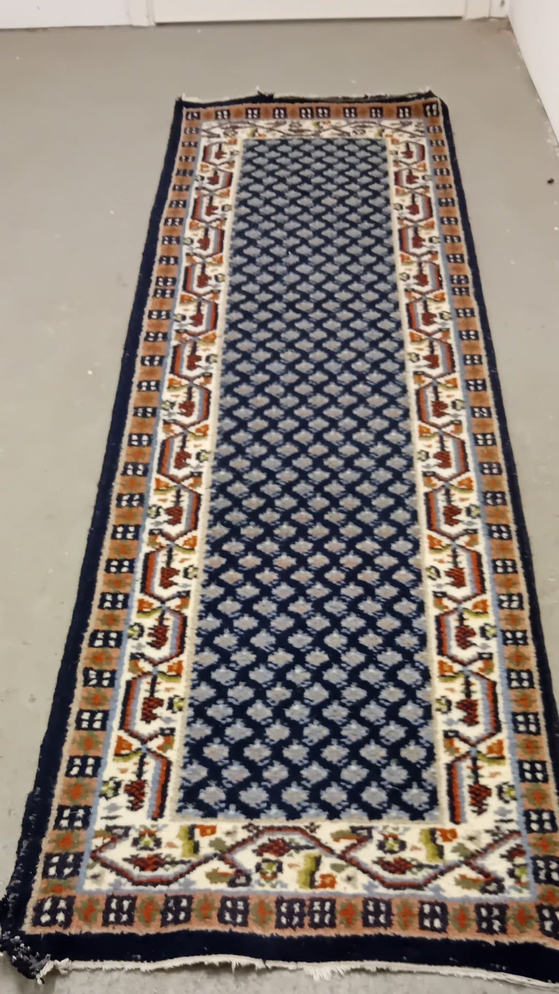 Äkta handknut rugg lugg ullmatta Bra och tjock konsistens 75×240