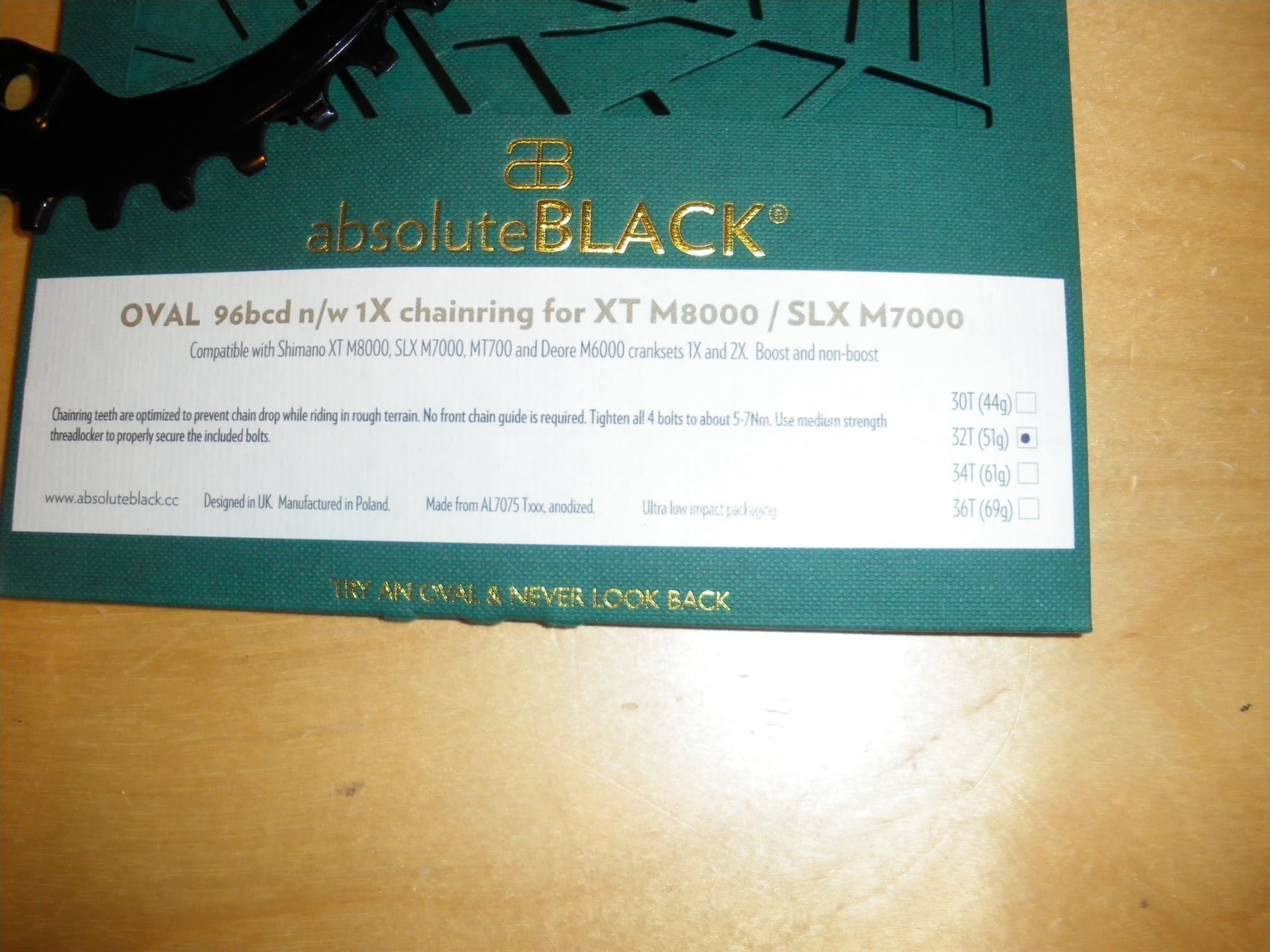 Absoluteblack oval 32T 96BDC oanvänd!