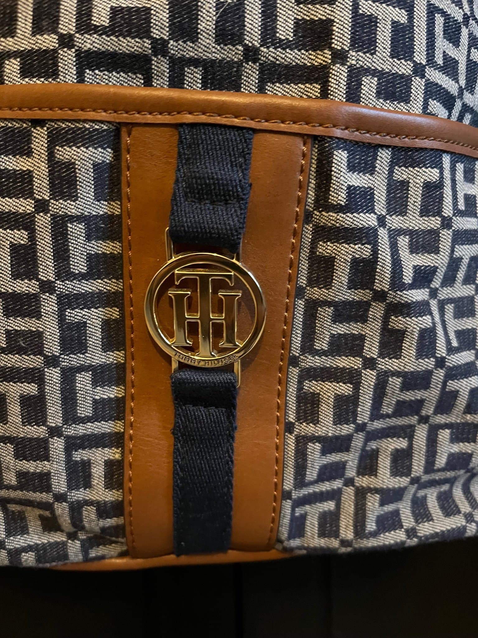 Tommy Hilfiger blå/beige ryggsäck i Nyskick