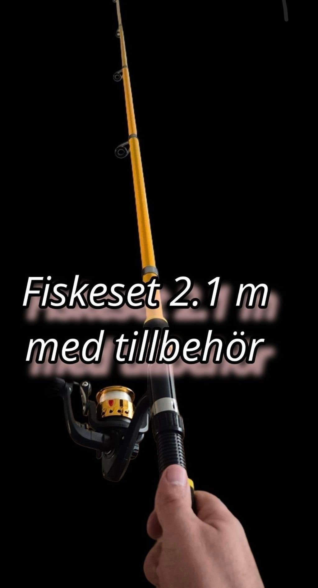Fiskeset 2.1m – Spö, Rulle, Lina, Beten och Tillbehör i Väska