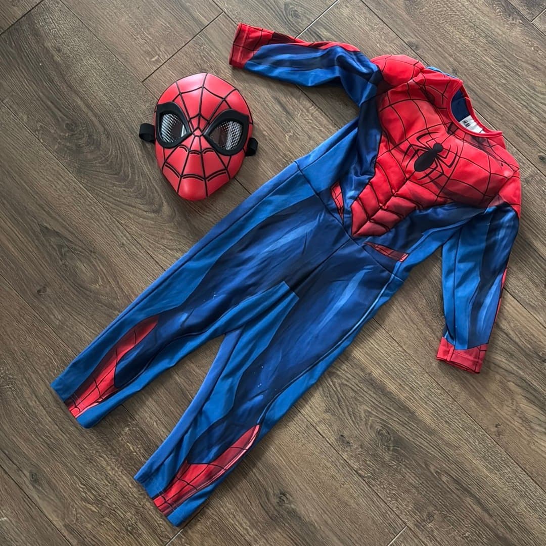 Spiderman-dräkt med mask, Storlek 98/104