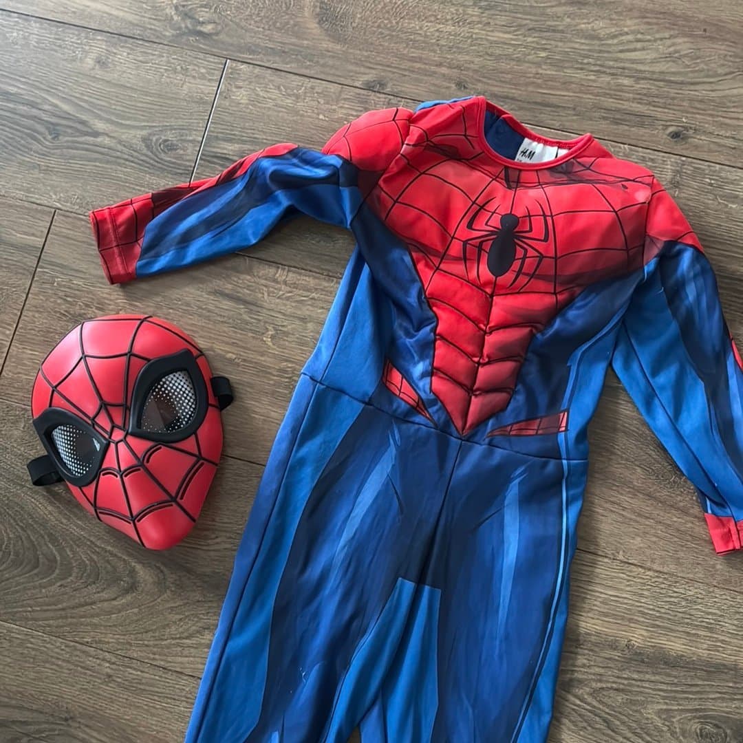Spiderman-dräkt med mask, Storlek 98/104