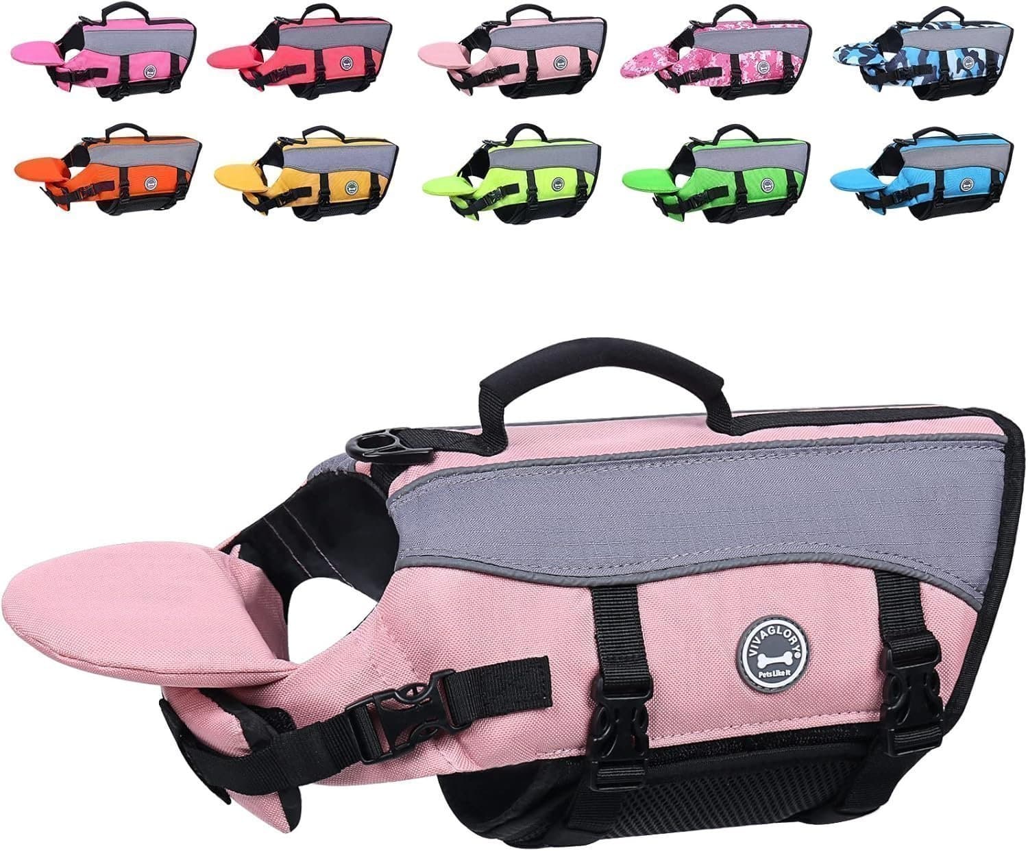 NYTT! STRL L Vivaglory, Flytväst för Hundar med Reflexer, Sakura Rose, Large