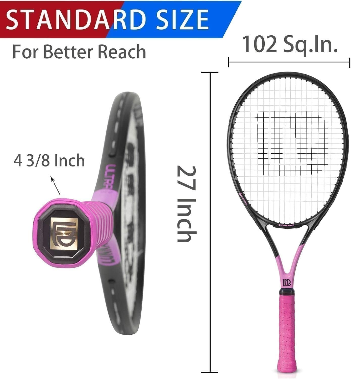 NYA! 2-pack LUNNADE Vuxna tennisracket 27 tum, Kolfiber.