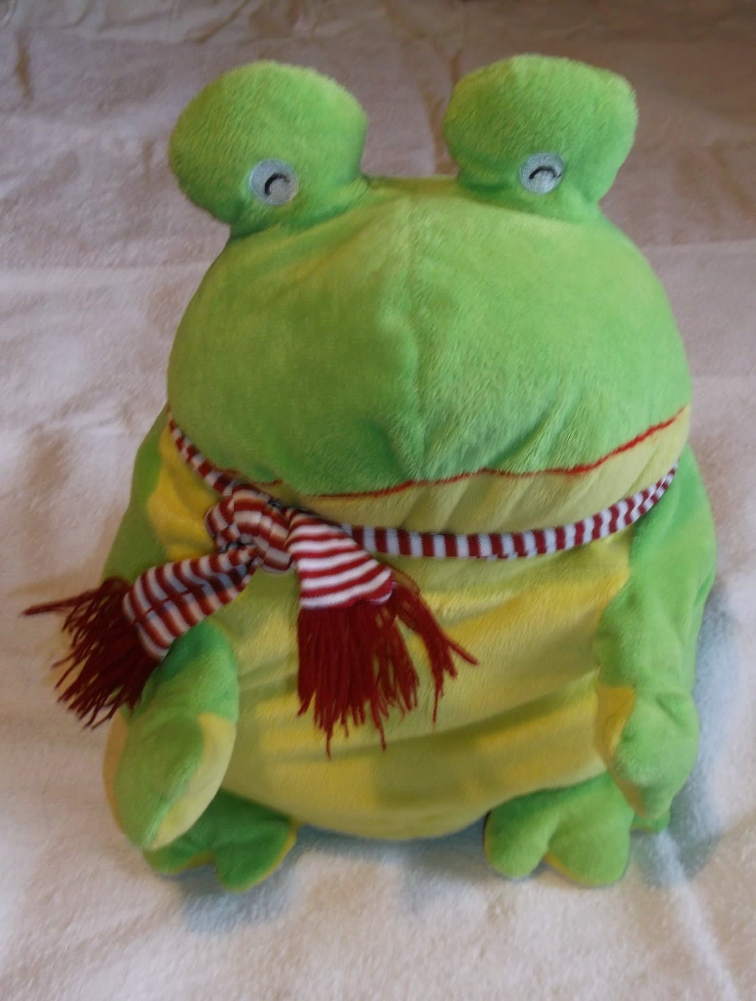 Mjukdjur Grön och Gul stor Groda med Halsduk röd och vit gosedjur Present Kermit