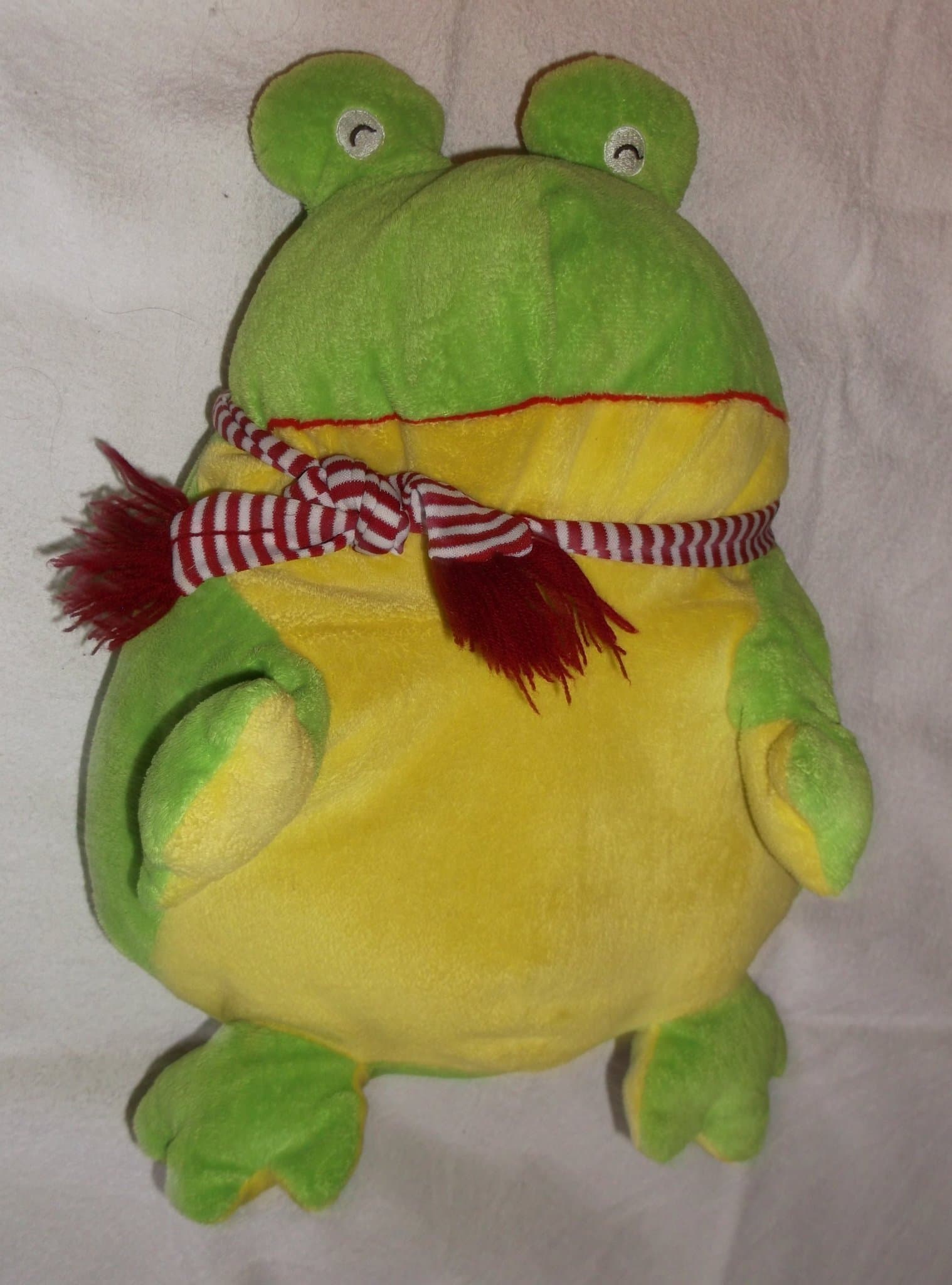 Mjukdjur Grön och Gul stor Groda med Halsduk röd och vit gosedjur Present Kermit