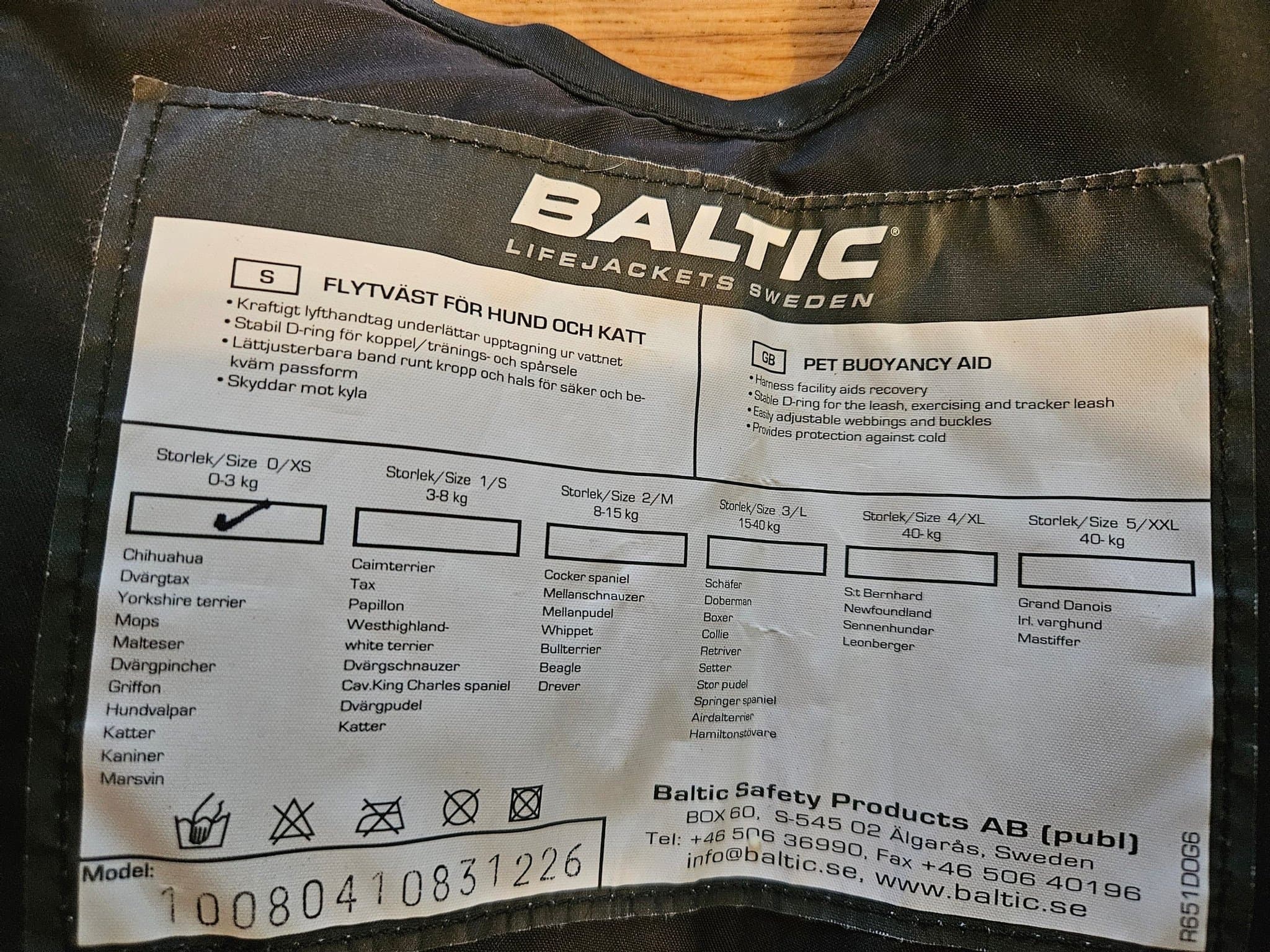 Flytväst för Hund - Baltic Storlek XS