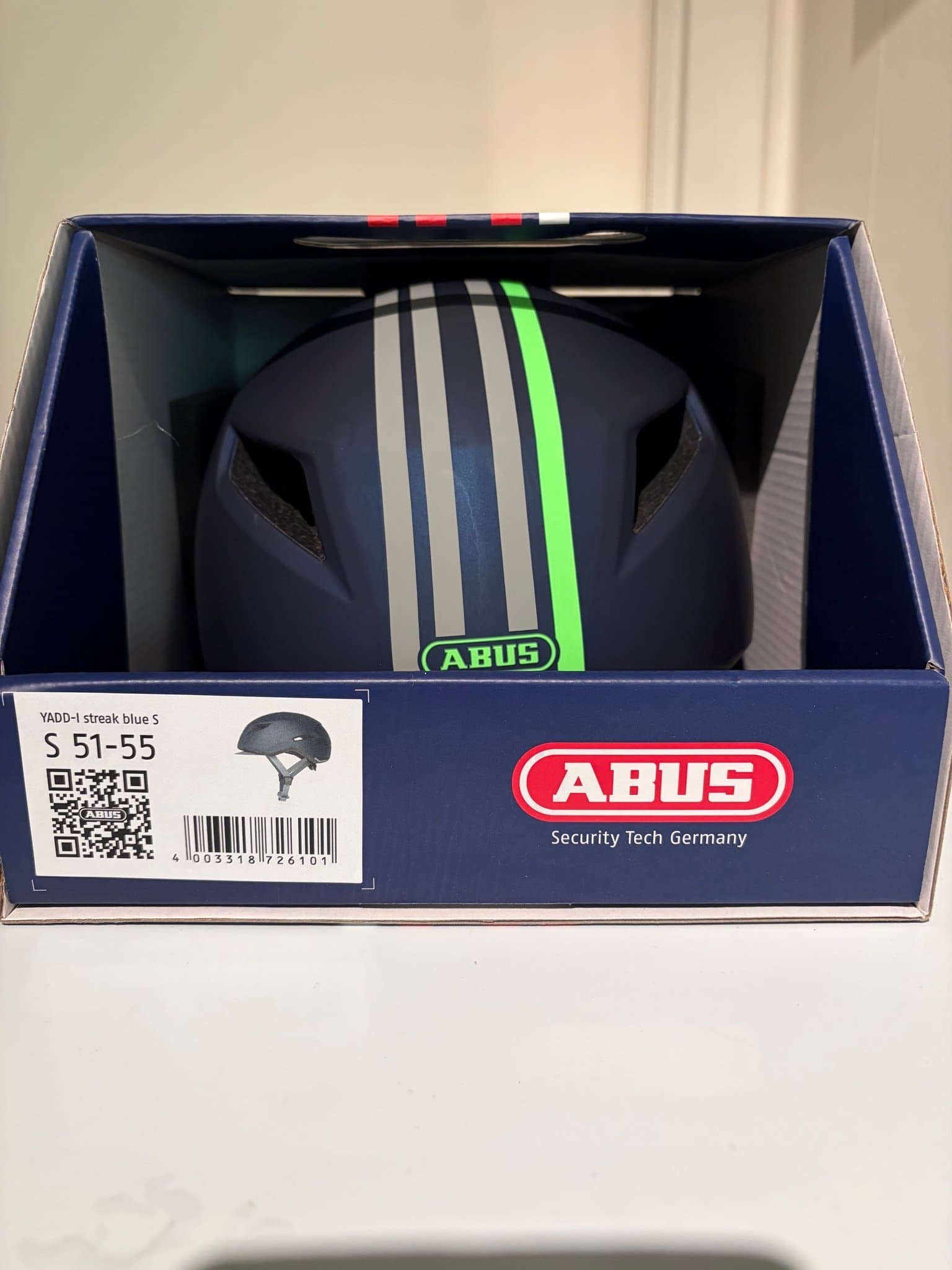 ABUS YADD-I Streak Blue Cykelhjälm, Storlek S (51-55 cm)