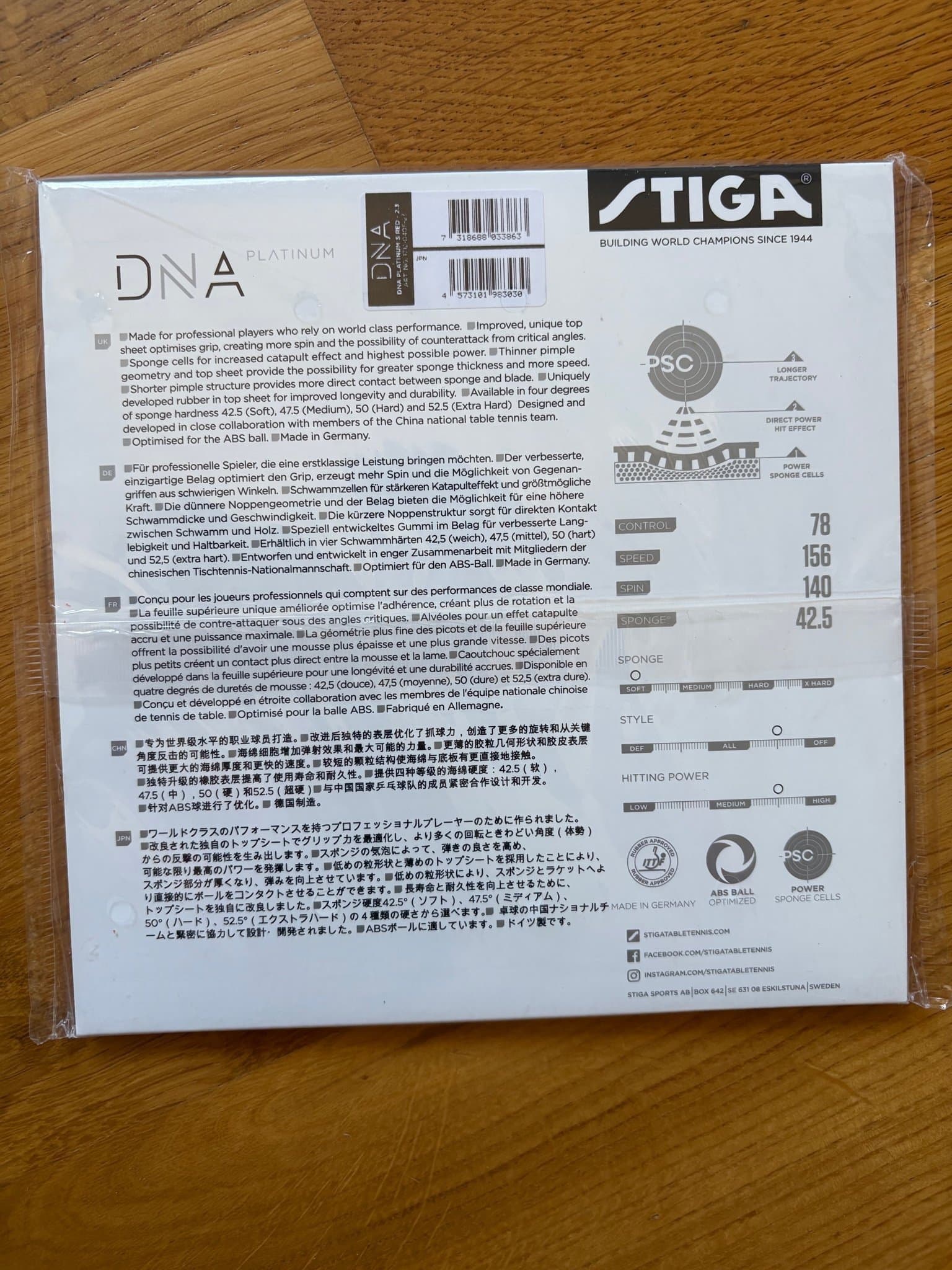 STIGA DNA Platinum Bordtennisgummi Rött 2.3 mm Max