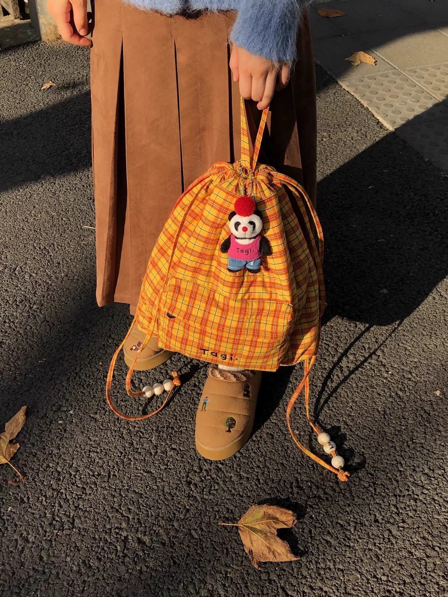 Tägi Ryggsäck - Gul/Röd Rutig