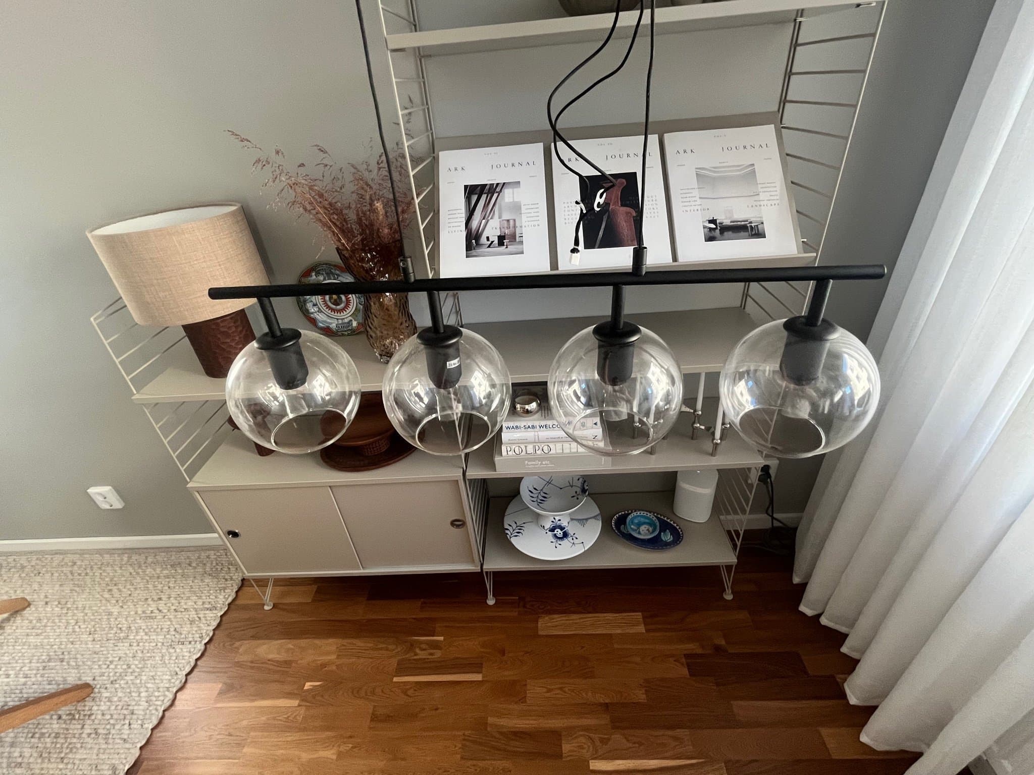 Pholc design taklampa perfekt till köket med fyra klara glaskupor nyskick