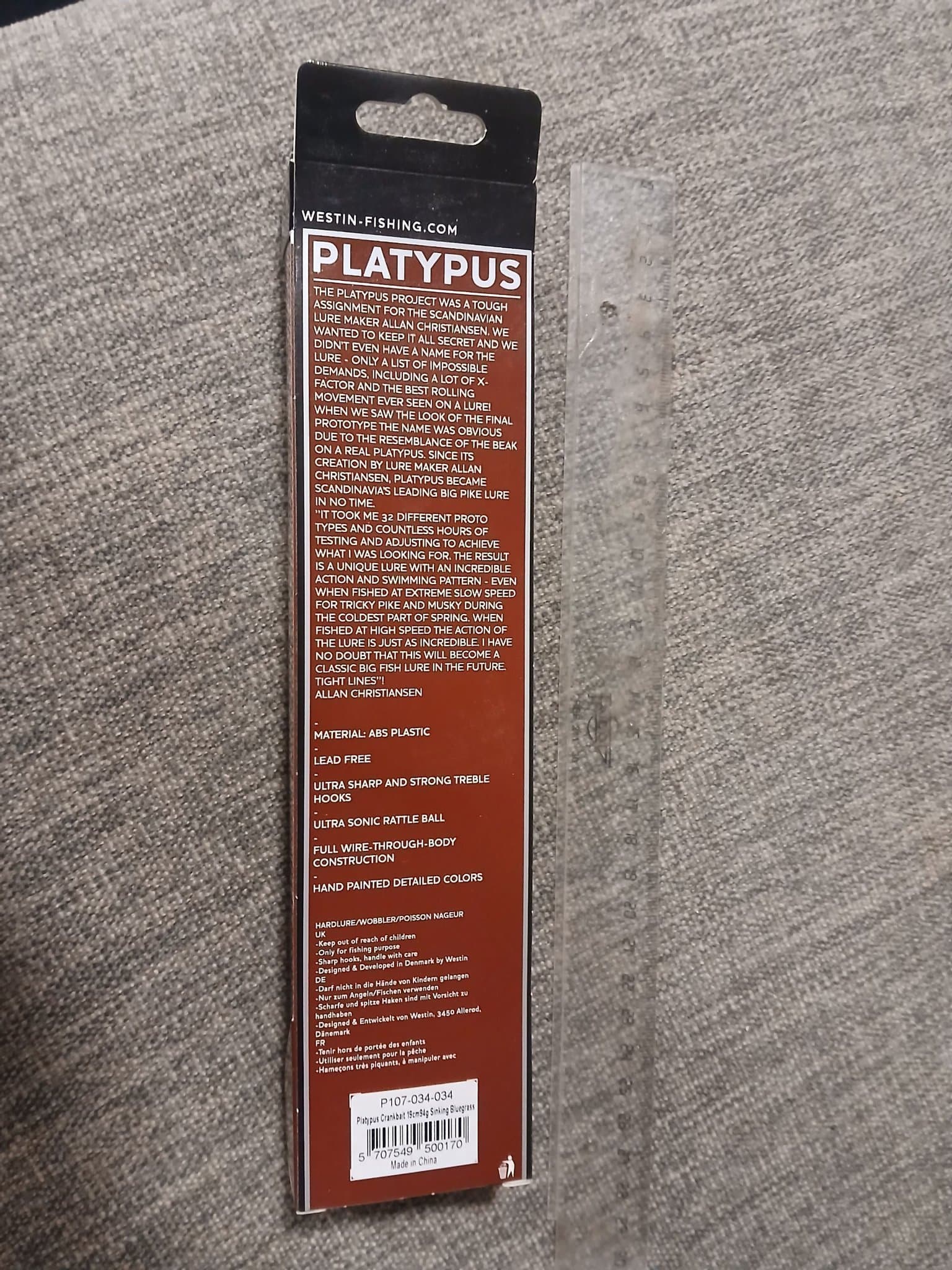 Westin Platypus Sinking 94 gram bluegrass wobbler