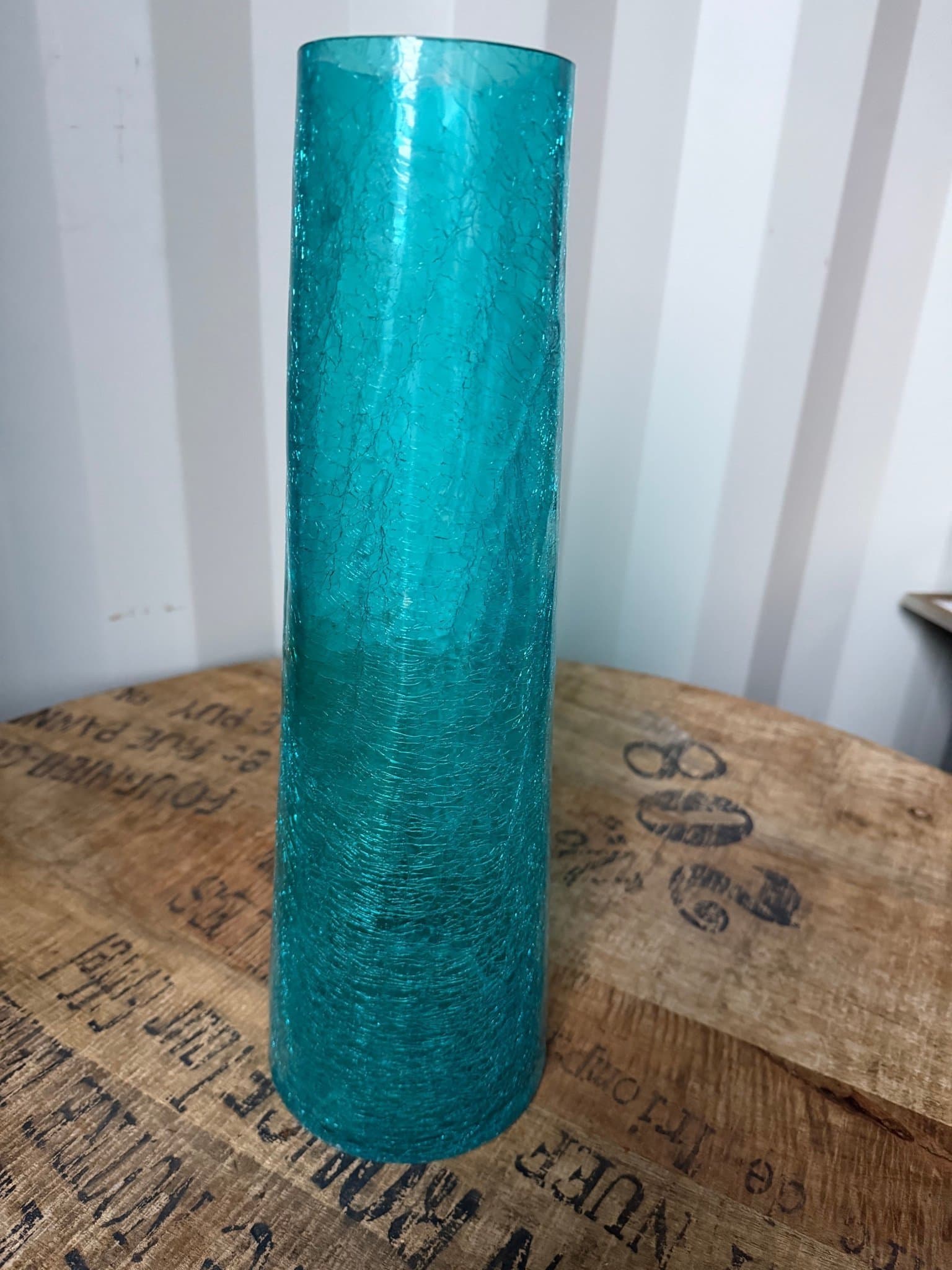 Hög dekorativ vas i turkos blå färg – ca 40 cm