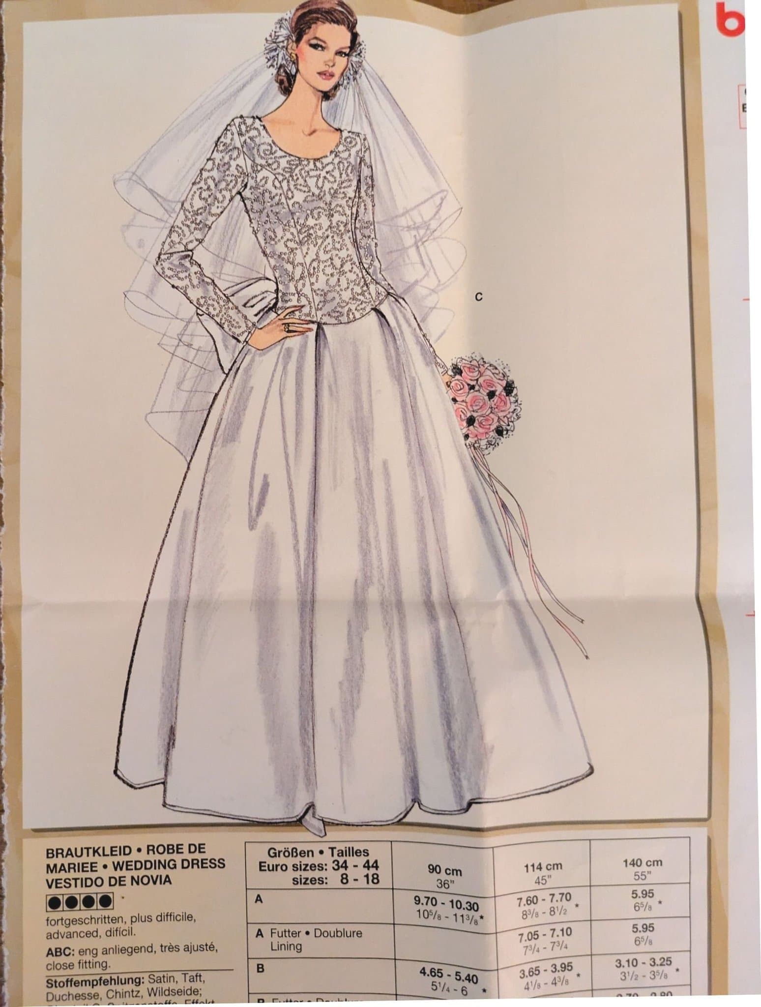 Oklippt brudklänningsmönster